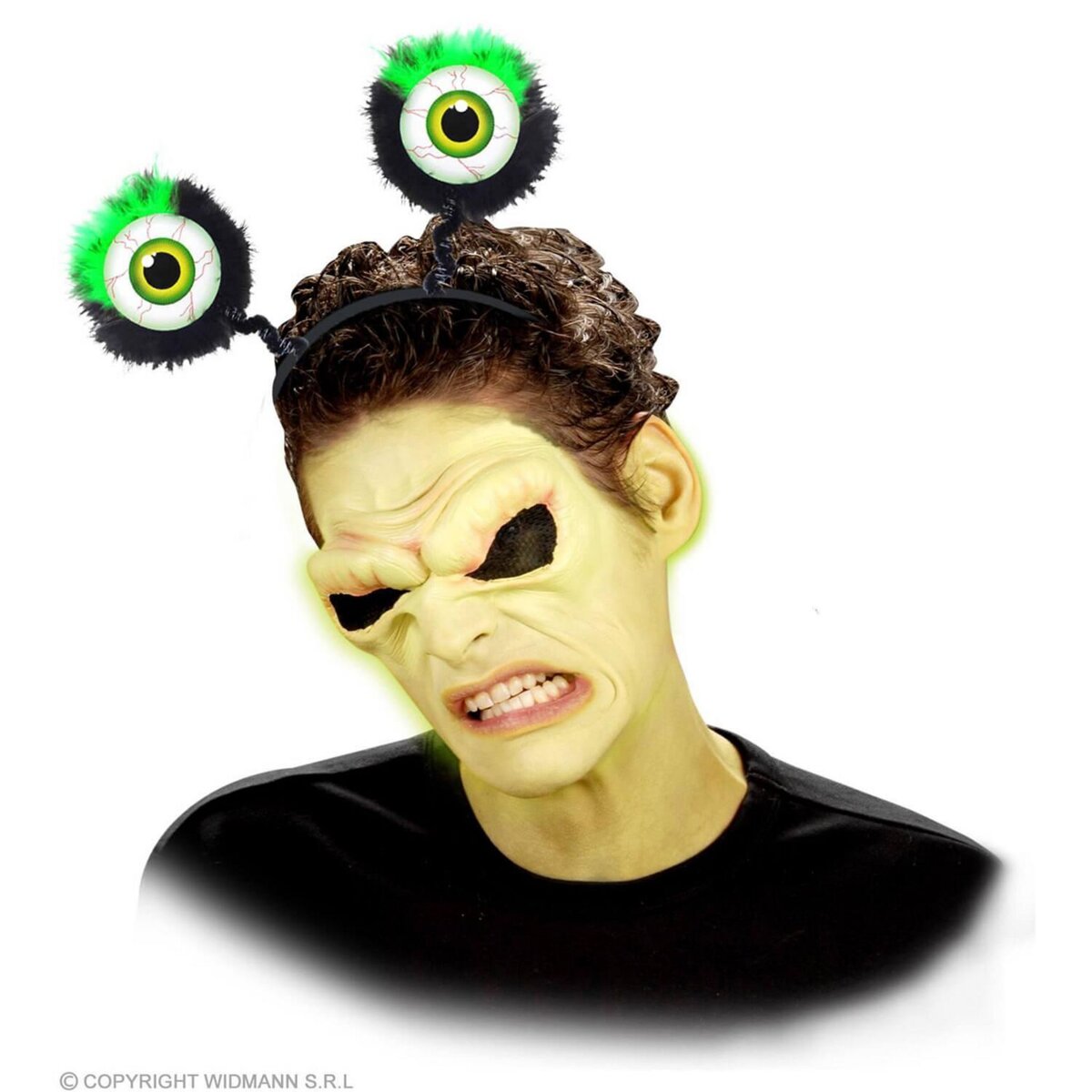 WIDMANN Serre-Tête Yeux Avec Plumes Verts - Adulte
