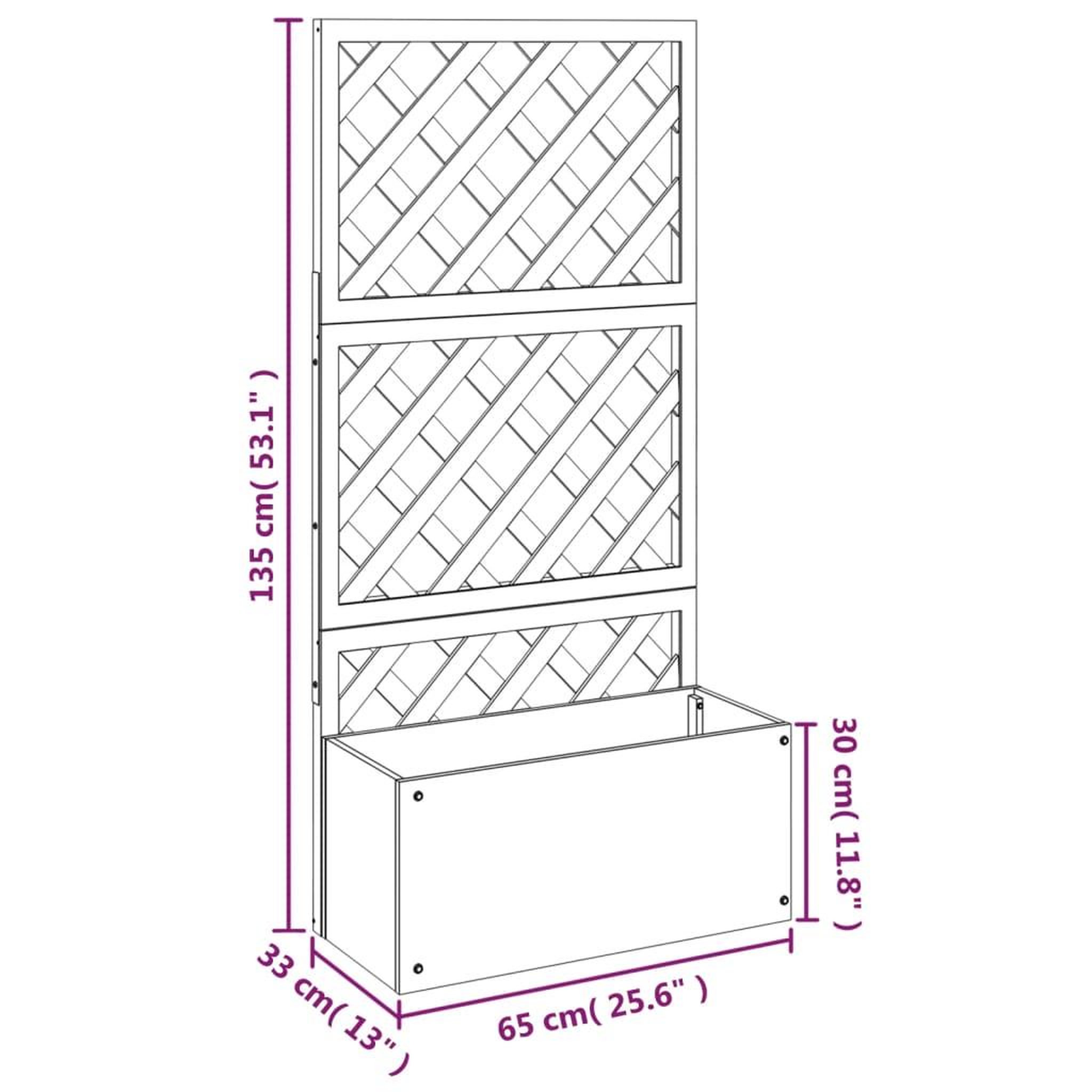 Voir la diapositive 6 : VIDAXL Jardiniere en treillis Gris 65x33x135 cm WPC
