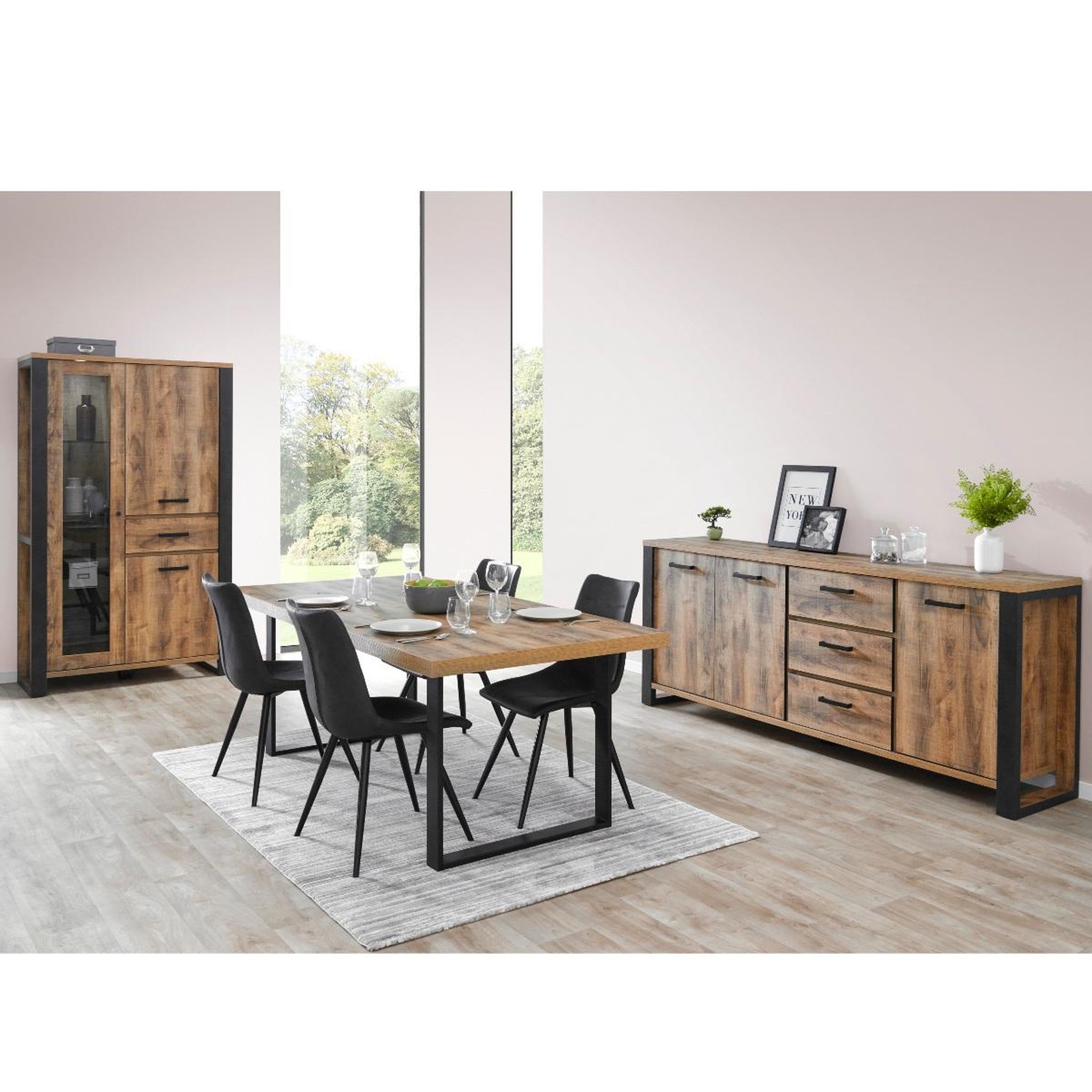 Voir la diapositive 6 : JLC KREATION Salle à manger complète avec led + table pied u mona