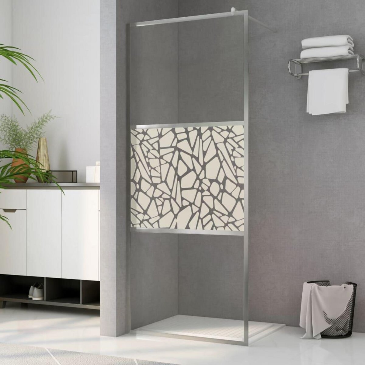 VIDAXL Paroi de douche a l'italienne a verre ESG pierre 115x195 cm