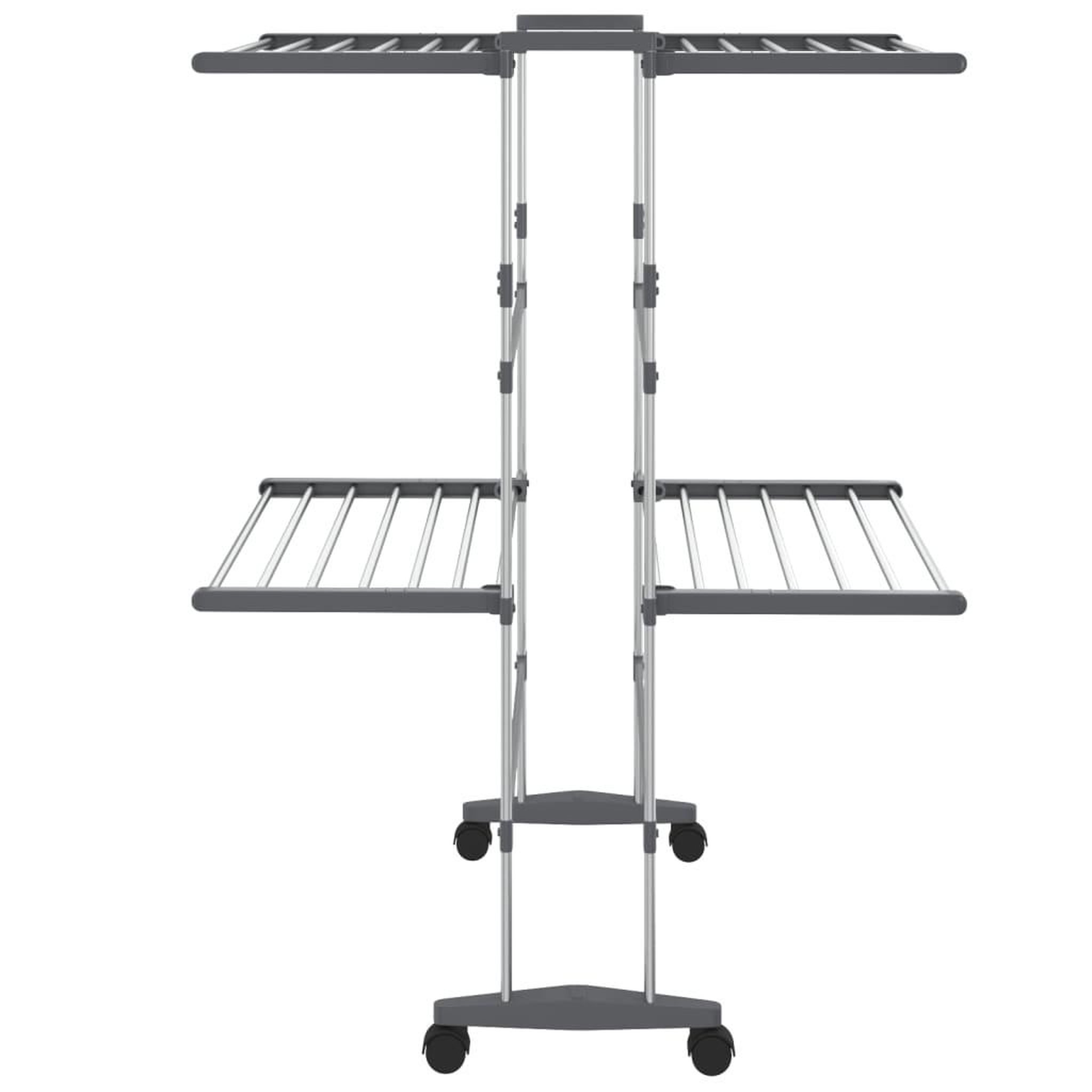 Voir la diapositive 4 : VIDAXL Etagere a linge a 2 niveaux avec roues Argente 60x70x106 cm