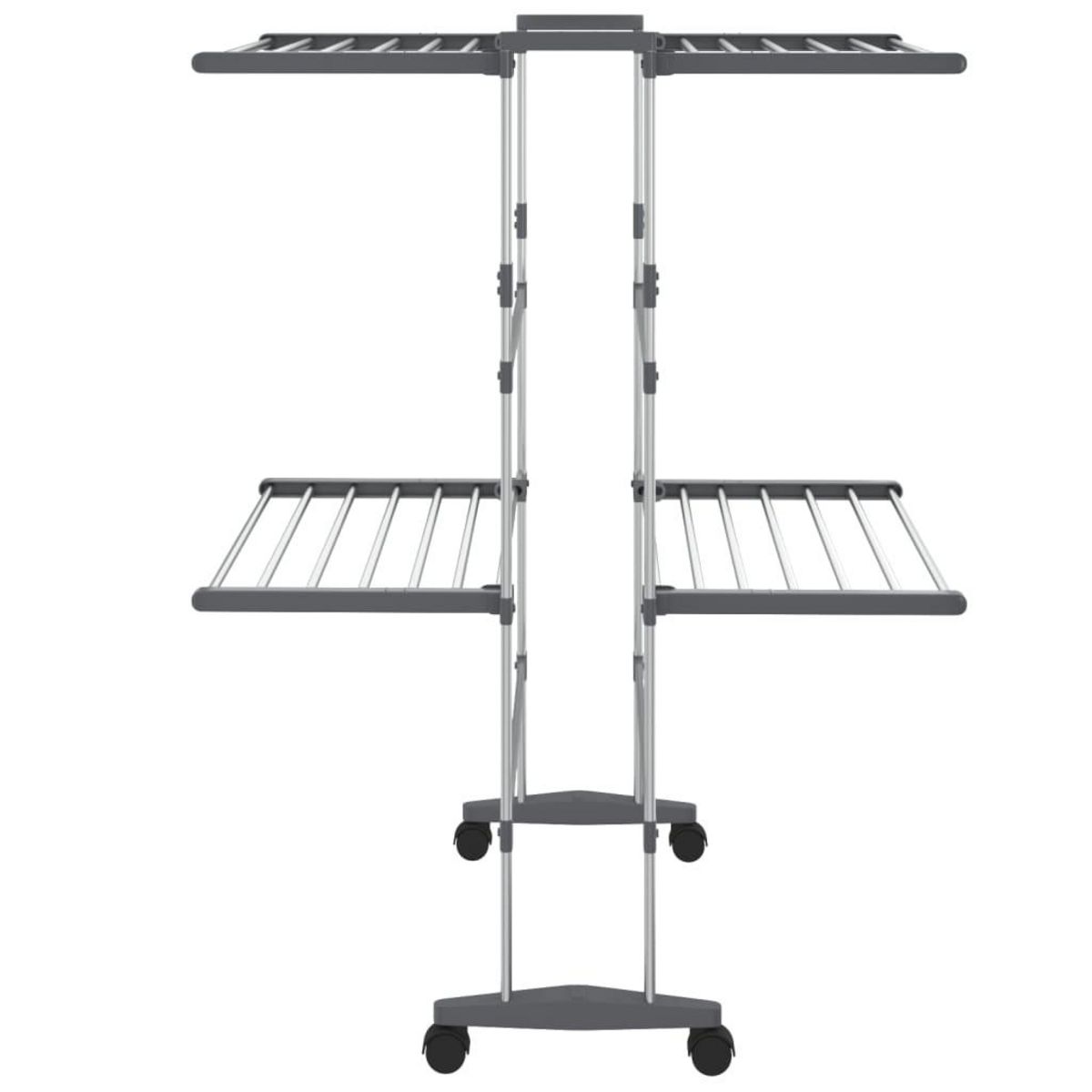 VIDAXL Etagere a linge a 2 niveaux avec roues Argente 60x70x106 cm