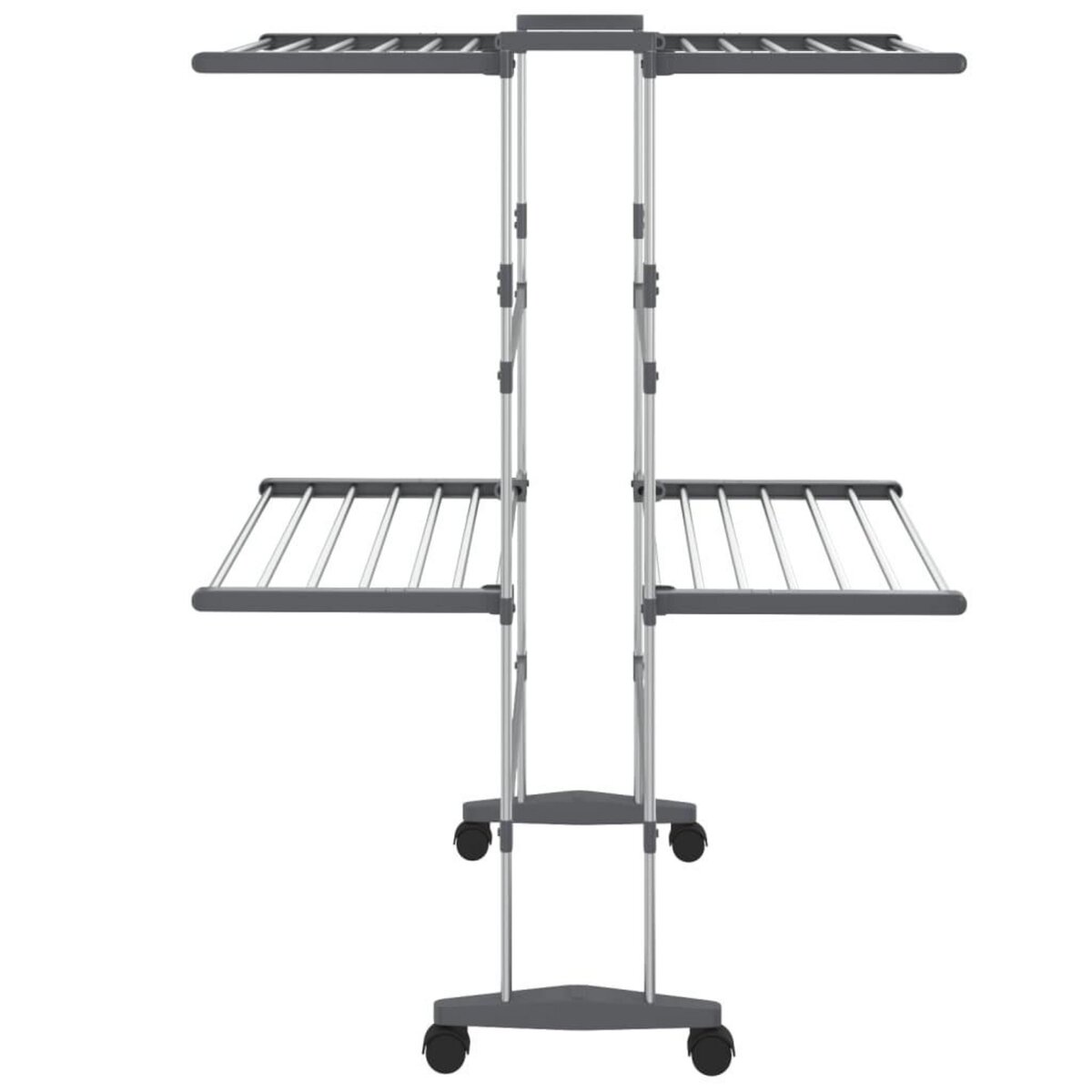 VIDAXL Etagere a linge a 2 niveaux avec roues Argente 60x70x106 cm