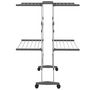Voir la diapositive 4 : VIDAXL Etagere a linge a 2 niveaux avec roues Argente 60x70x106 cm