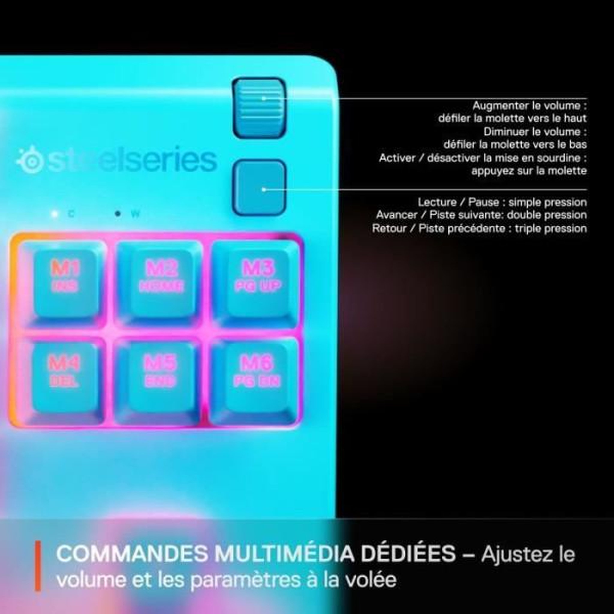 Voir la diapositive 6 : STEEL SERIES Clavier gamer apex 3 tkl aqua - fr