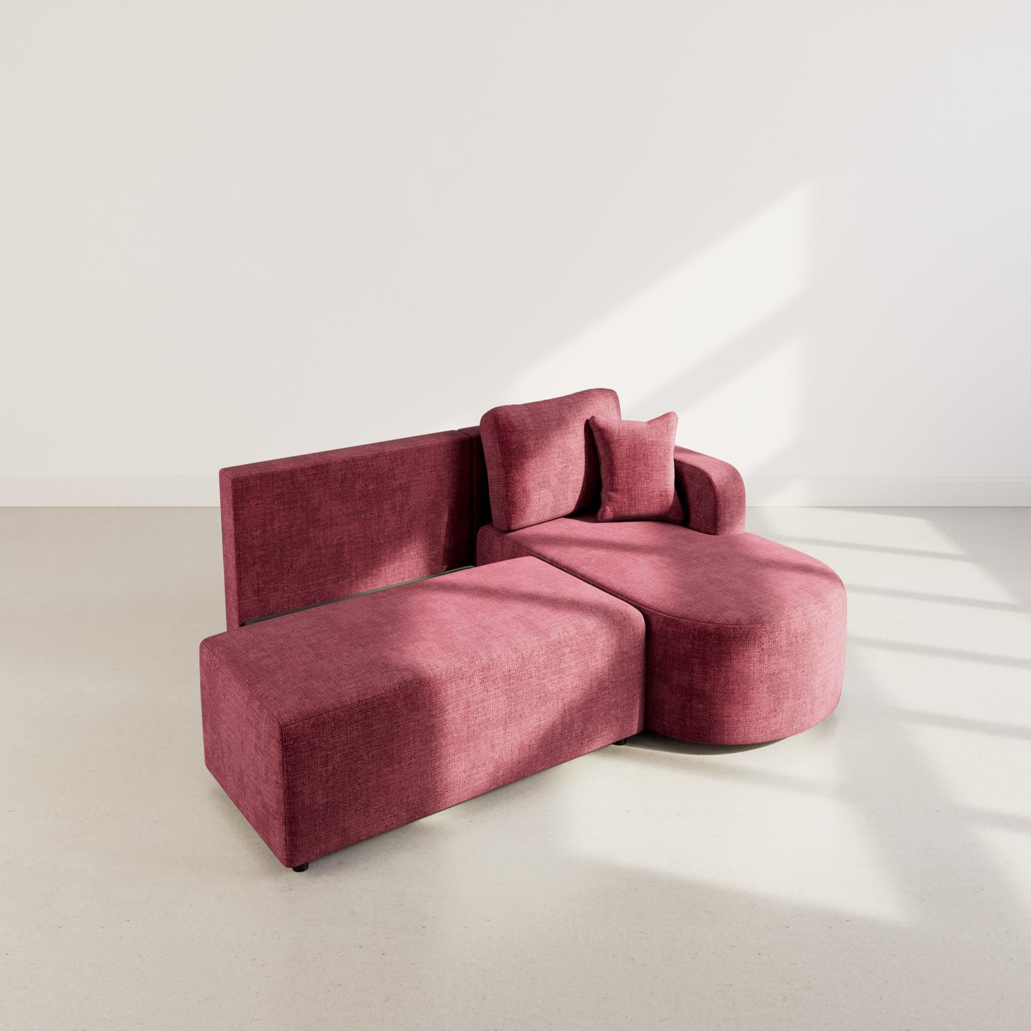 Voir la diapositive 3 : BEST MOBILIER Miro - canapé d'angle droit 4 places convertible avec coffre en velours texturé