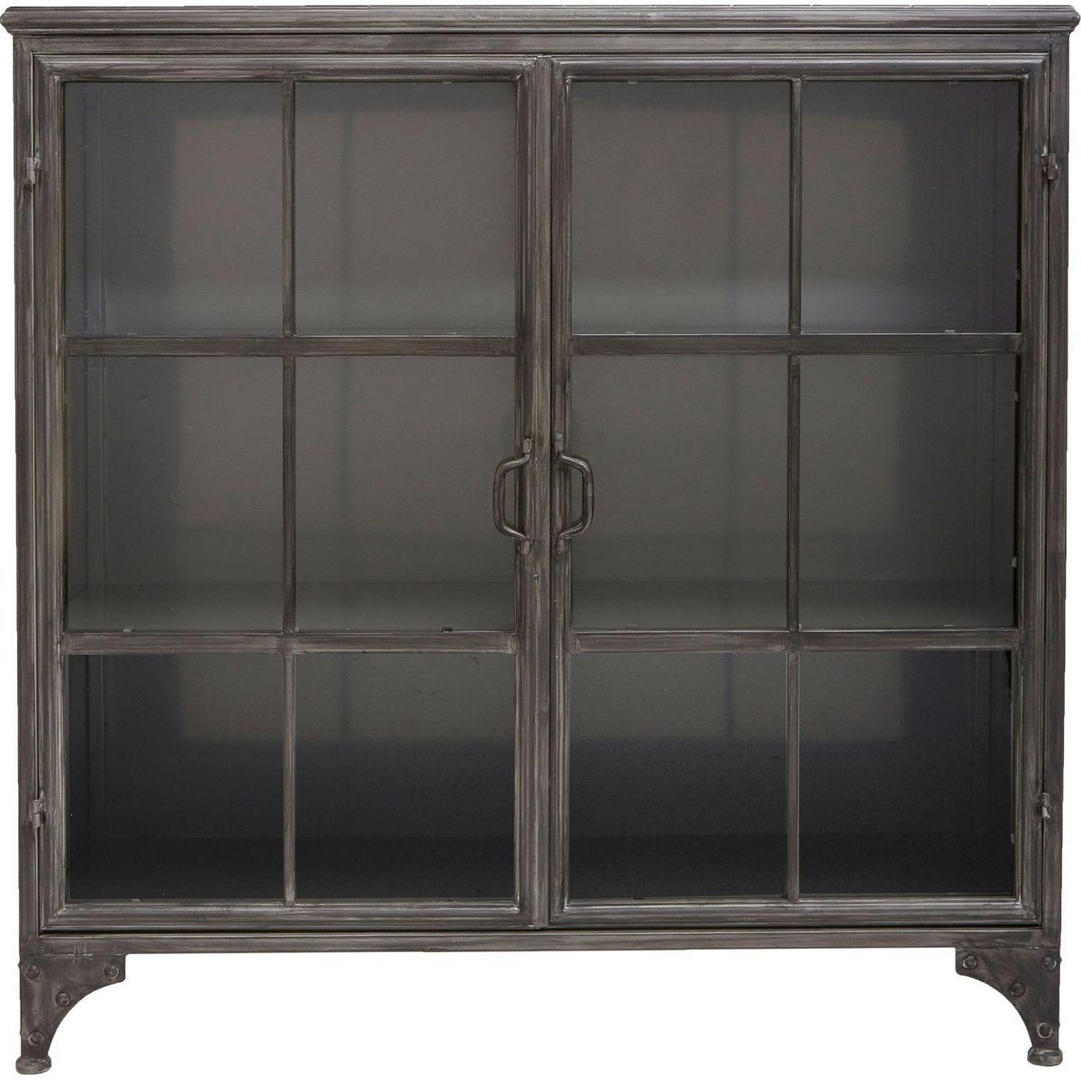 ATMOSPHERA Buffet vitré industriel Broc - L. 102 x H. 101 cm - Gris