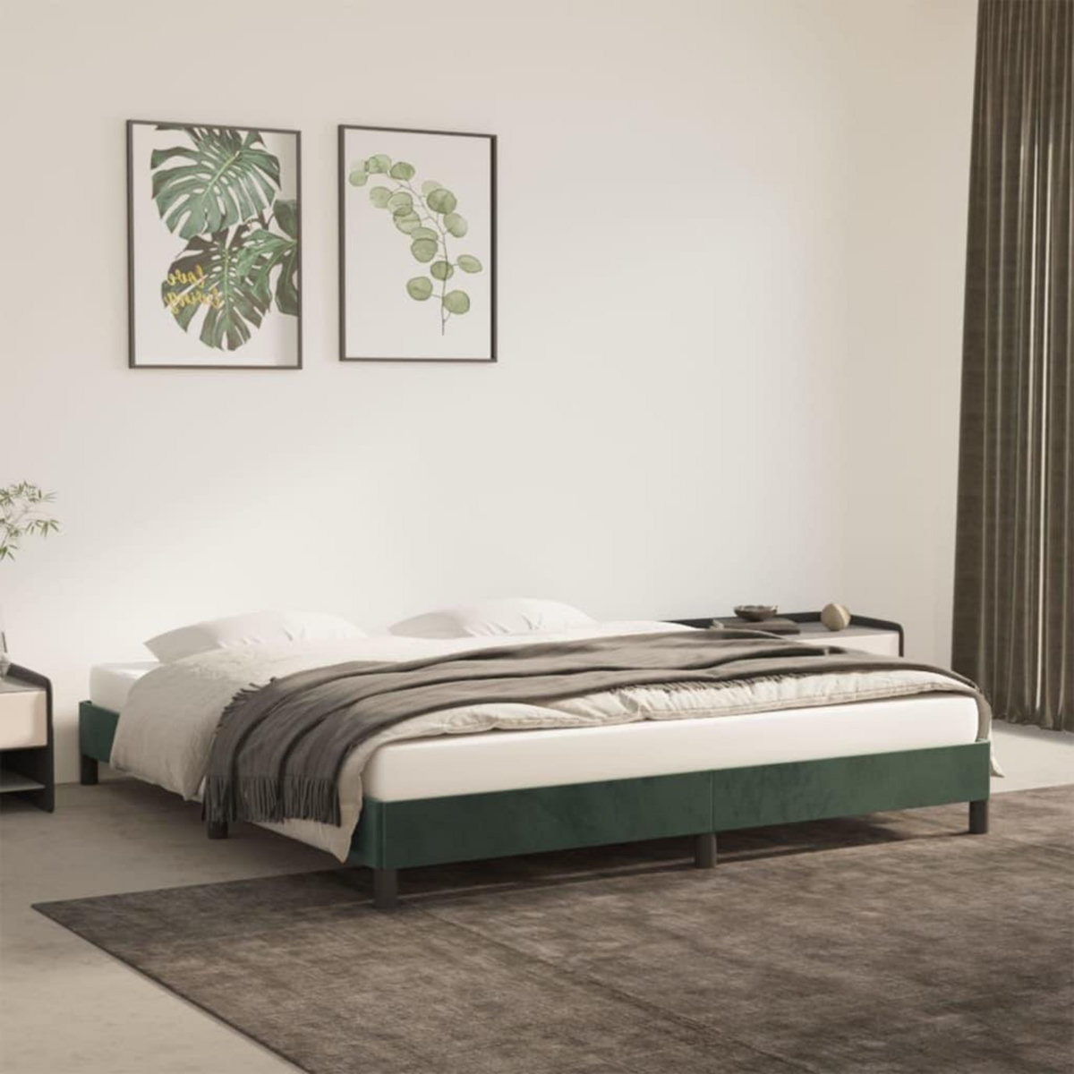 VIDAXL Cadre de lit sans matelas vert fonce 160x200 cm velours
