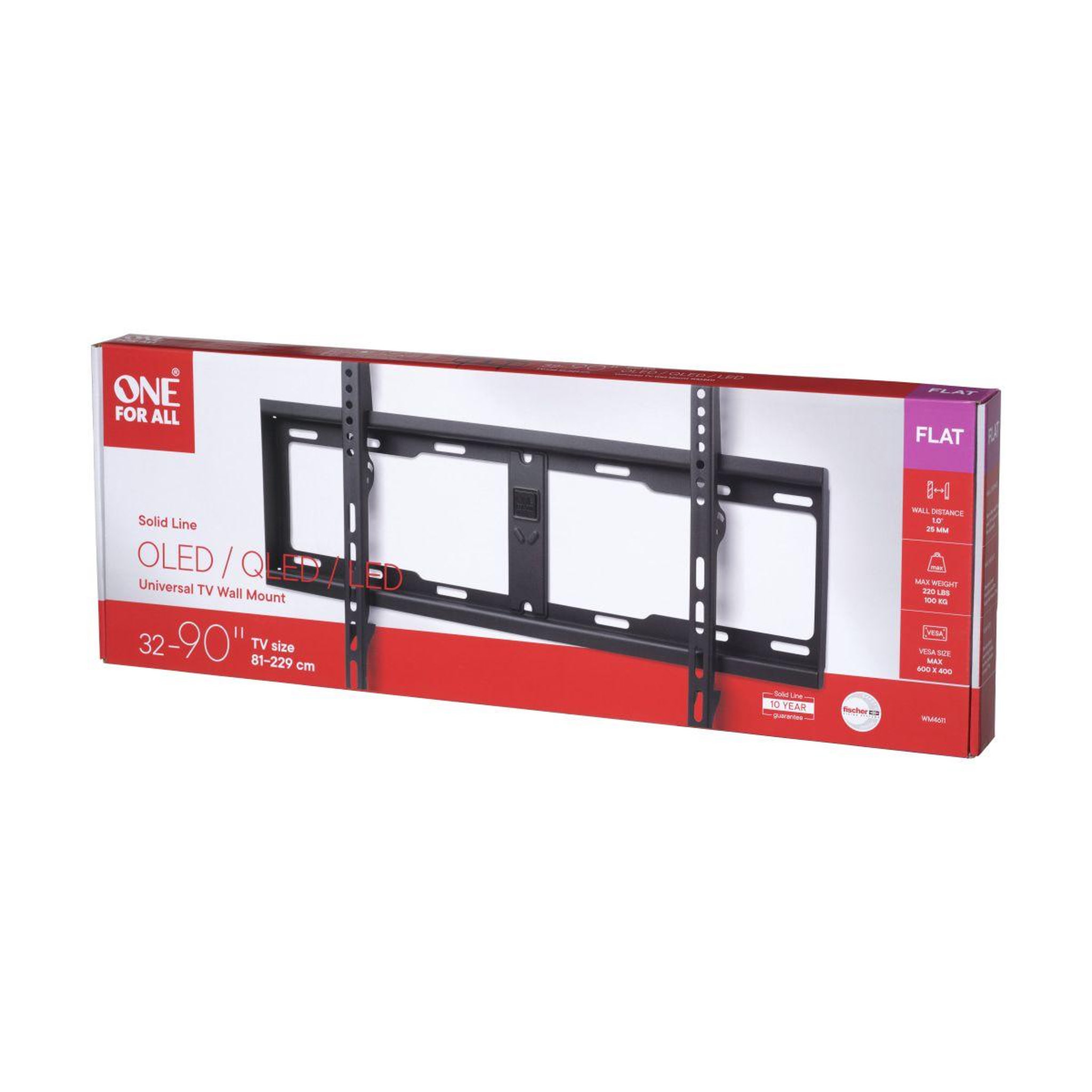 Voir la diapositive 3 : One For All Support mural TV TV Solid fixe 32/90pouces VESA600
