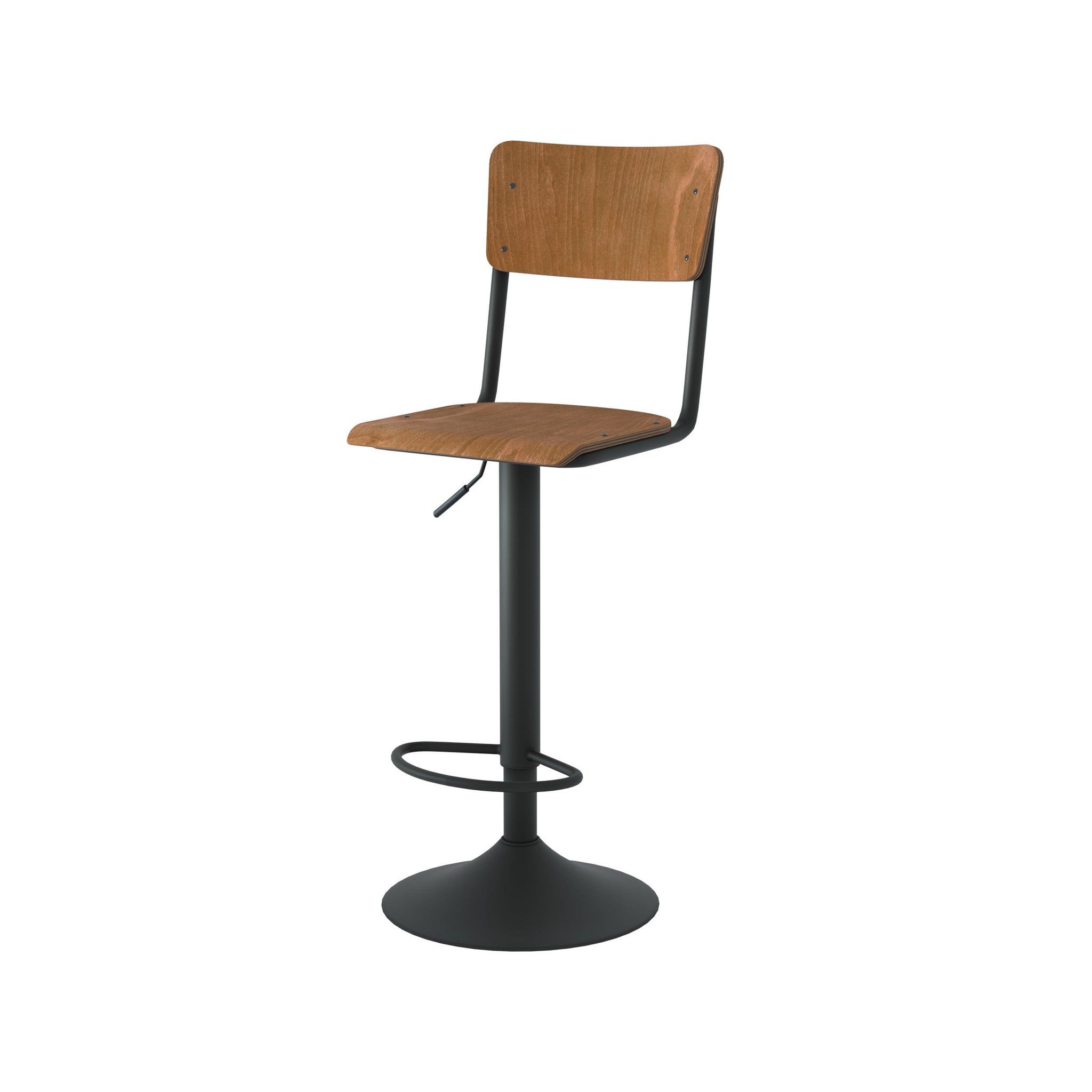Voir la diapositive 5 : MAISON PAVANE Lot de 2 chaises de bar réglables 60/80 cm en bois foncé-clem