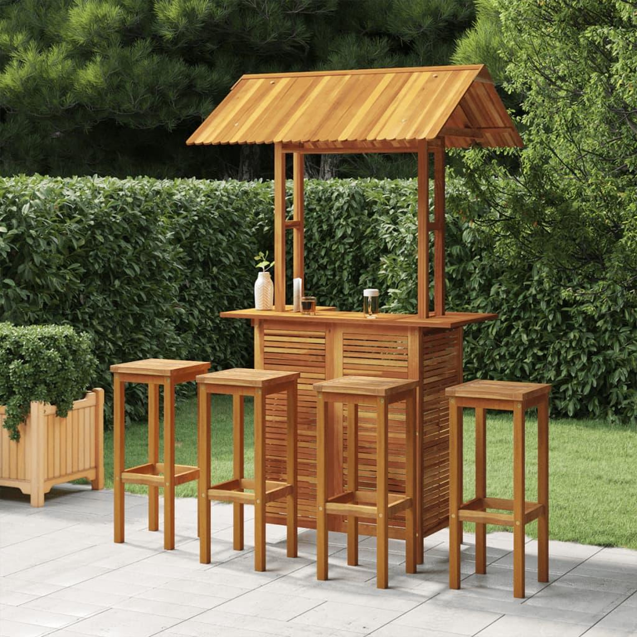 Voir la diapositive 1 : VIDAXL Ensemble de bar de jardin 5 pcs Bois d'acacia solide