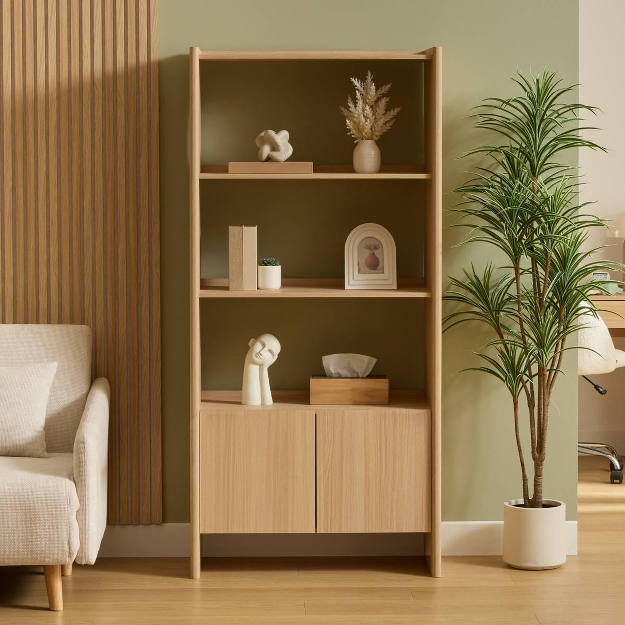Voir la diapositive 5 : ATMOSPHERA Boîte à mouchoirs en bois  bonie  27cm kaki