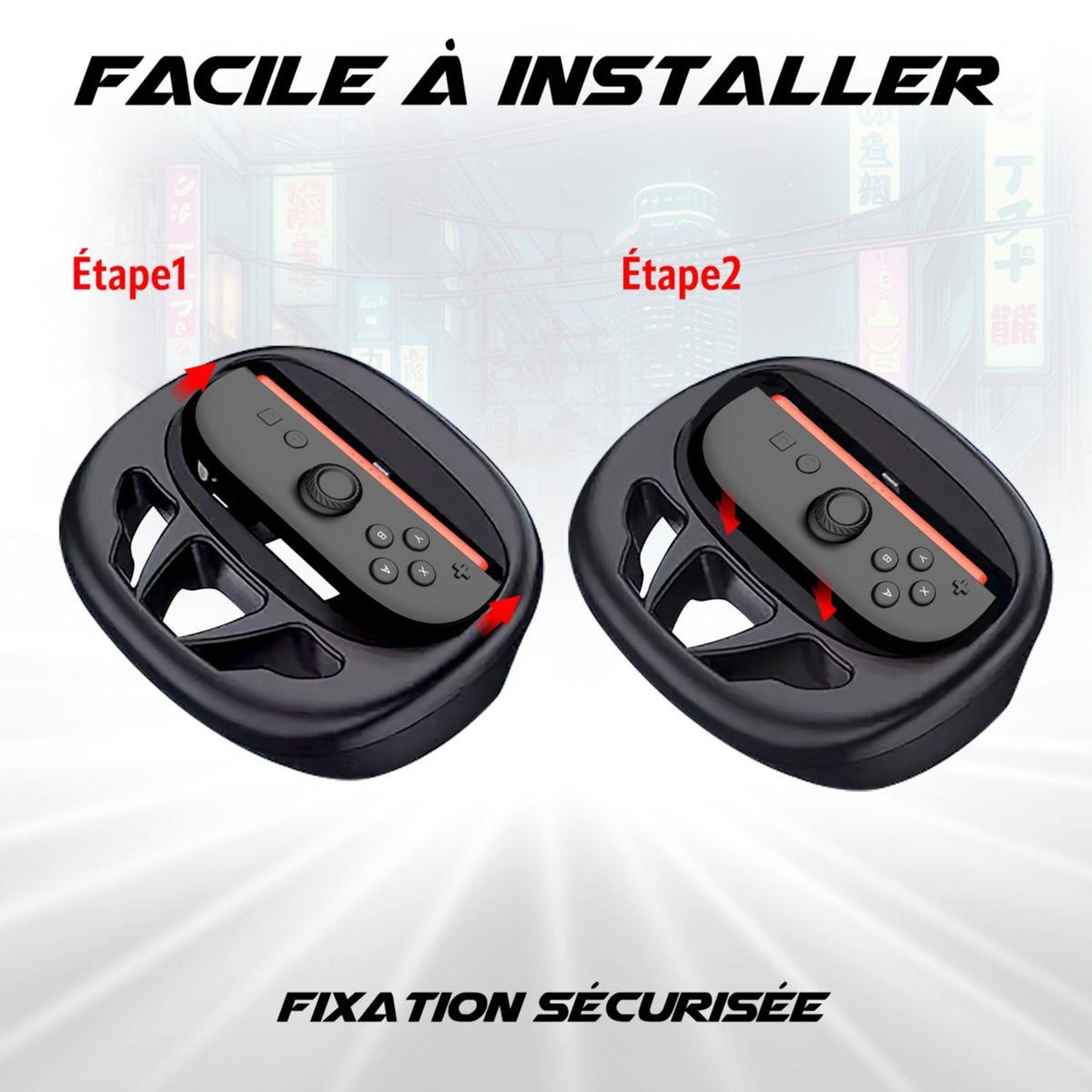Voir la diapositive 3 : AKUMA Accessoire manette 2 volants racing switch2 noir