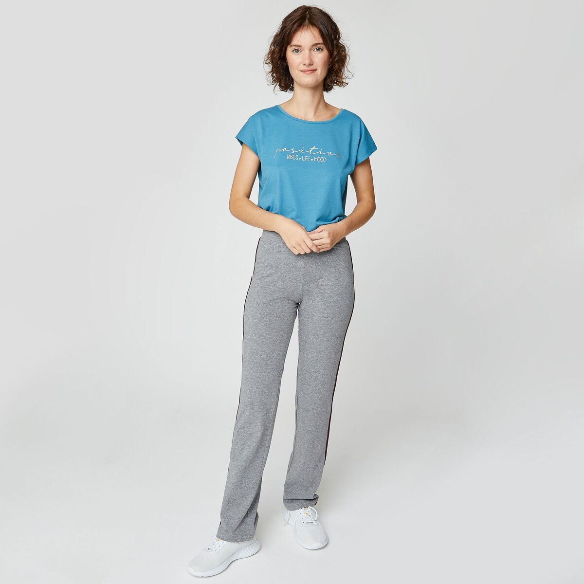 INEXTENSO Pantalon de sport avec bandes gris chin femme pas cher