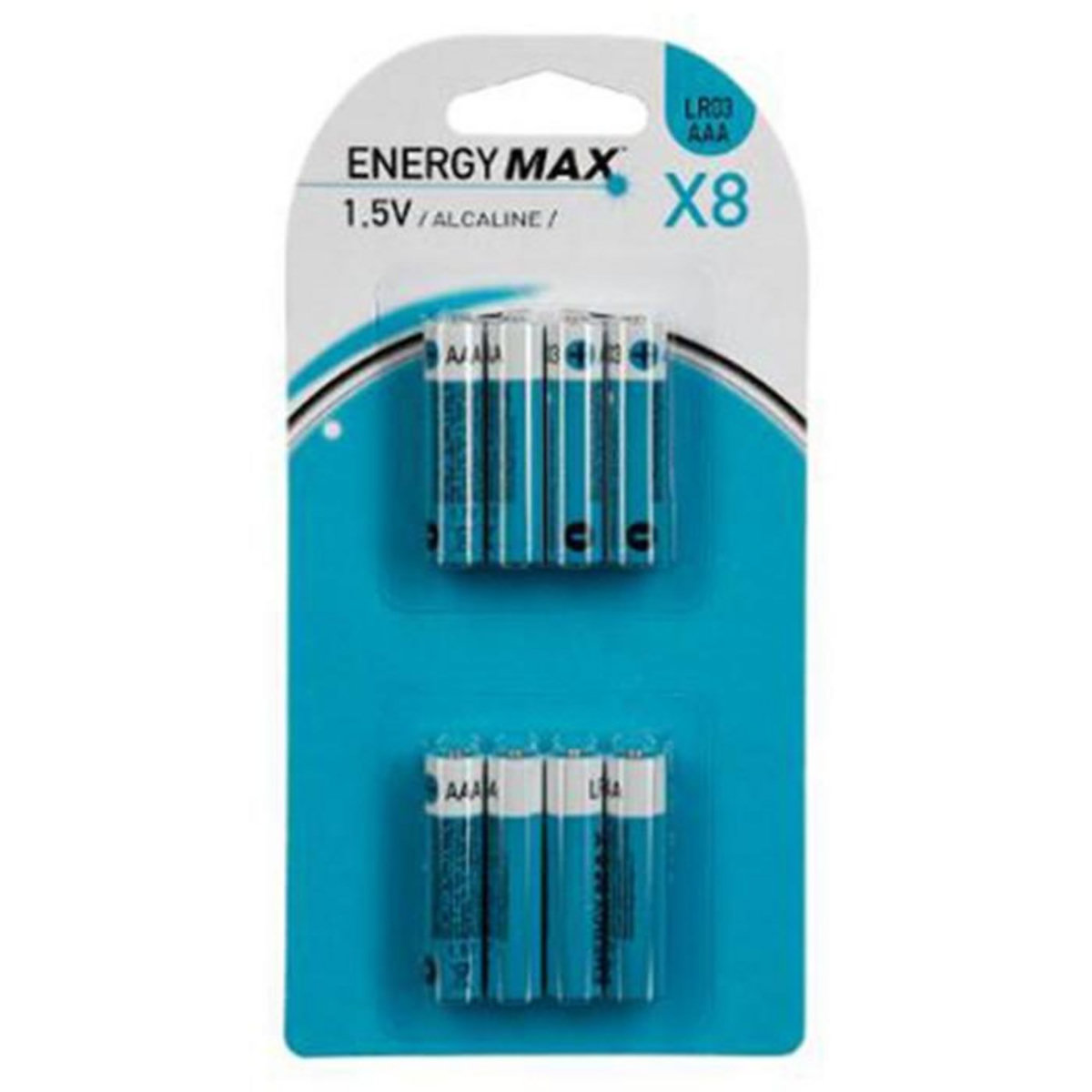 ENERGY MAX Lot de 8 Piles LR03  Alcaline  4cm Bleu