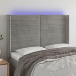 VIDAXL Tete de lit a LED Gris clair 147x16x118/128 cm Velours