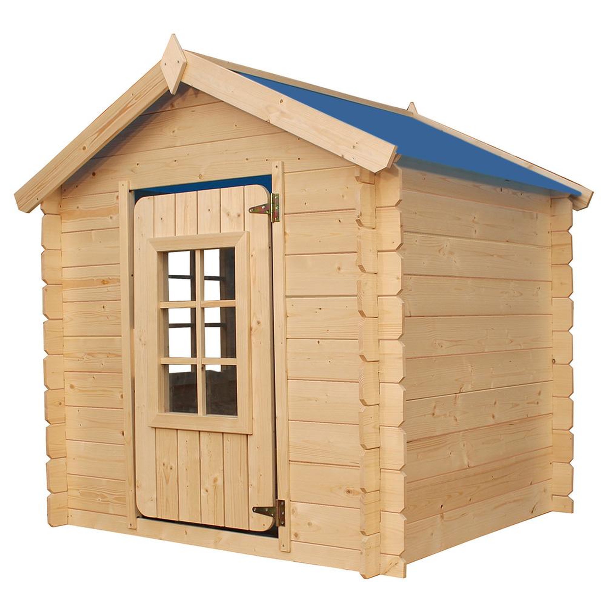 Voir la diapositive 3 : TIMBELA Maison en bois pour enfants toit bleu maison de jeux pour l'extérieur 111x114x121cm/0.9 m2 m570m-1