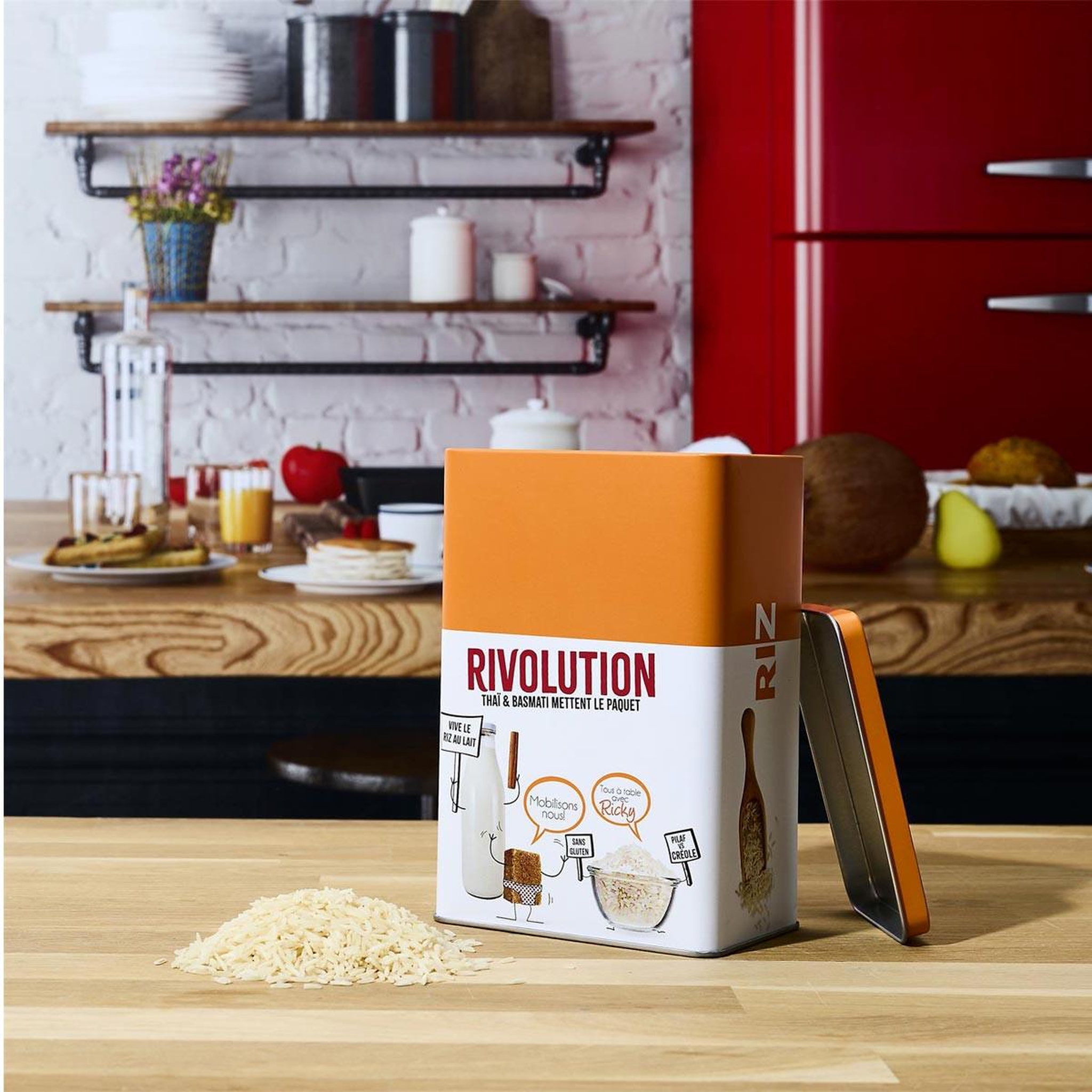 Voir la diapositive 4 : COOK CONCEPT Boîte à riz en métal  ludique  18cm orange