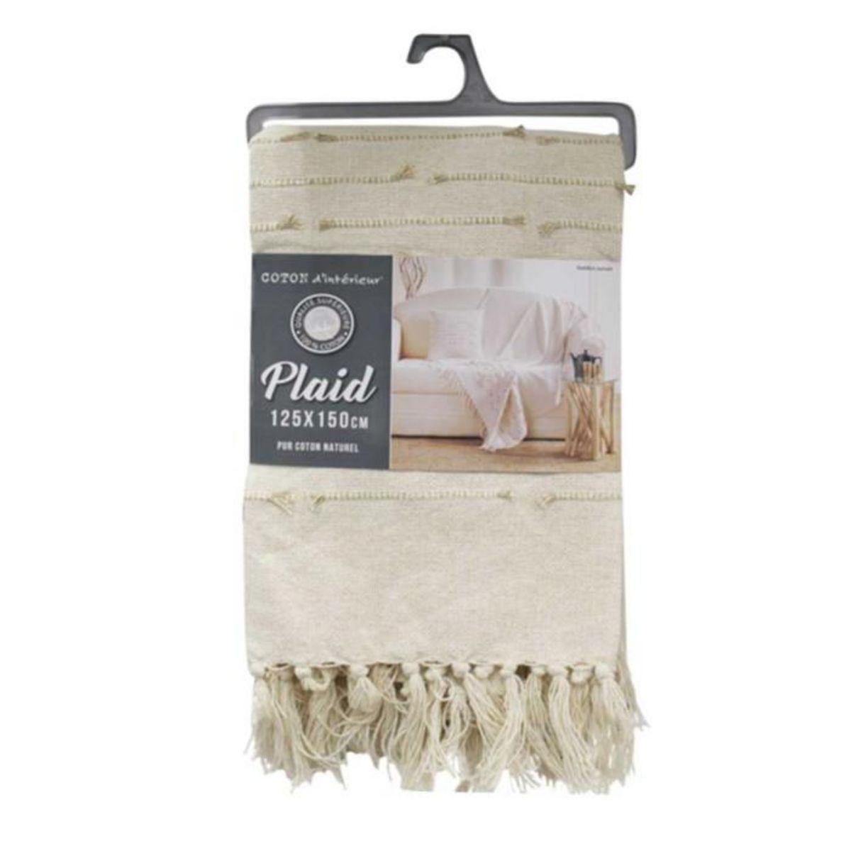 Paris Prix Plaid à Franges  Golden Sunset  125x150cm Naturel