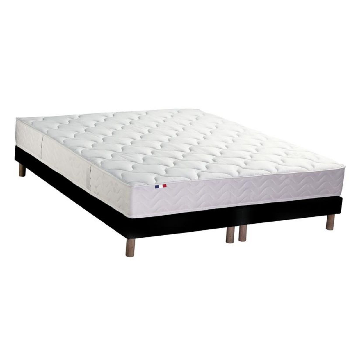 Ensemble literie matelas ressorts ensachés 20cm 160x200 cm + sommier tapissier noir 2x80cm ASTRE