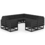 Voir la diapositive 2 : VIDAXL Salon de jardin 11 pcs avec coussins Noir Bois de pin massif