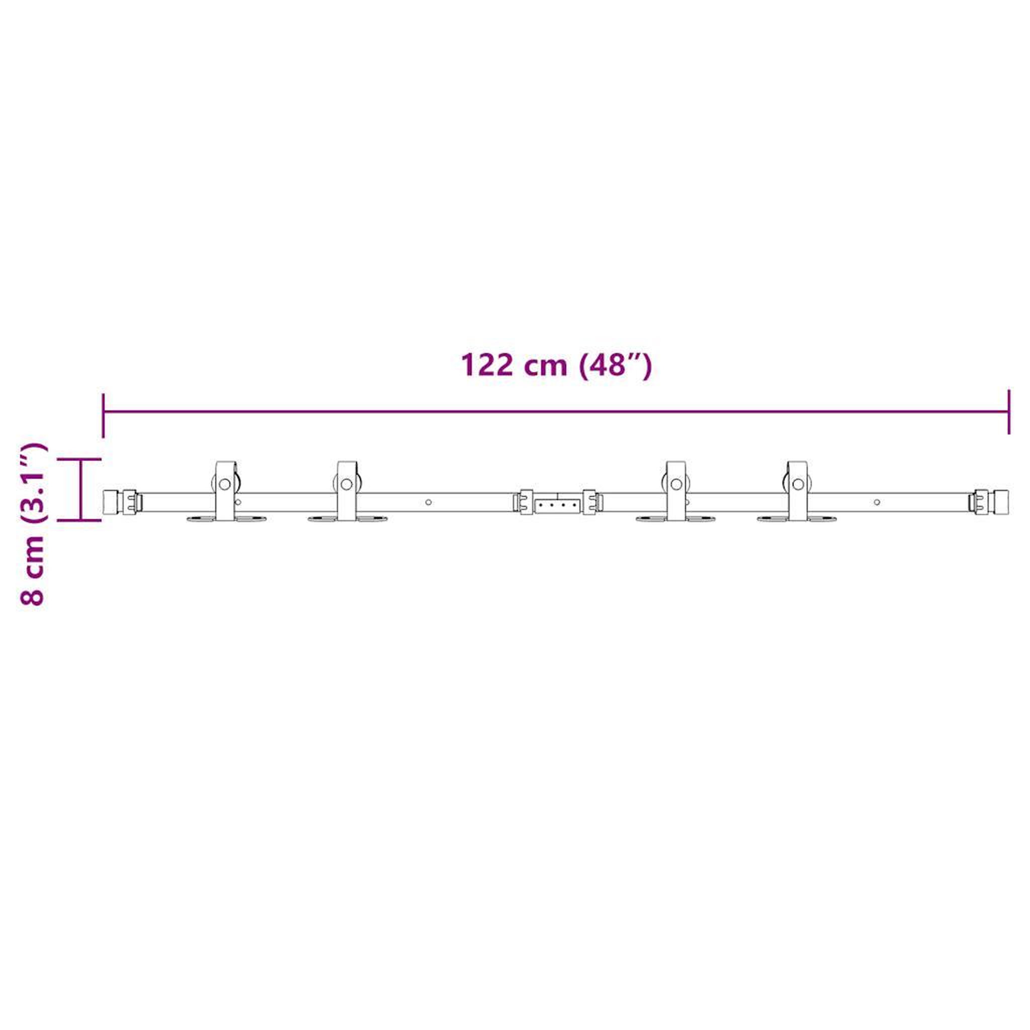 Voir la diapositive 6 : VIDAXL Kit de porte d'armoire coulissante 122 cm acier au carbone