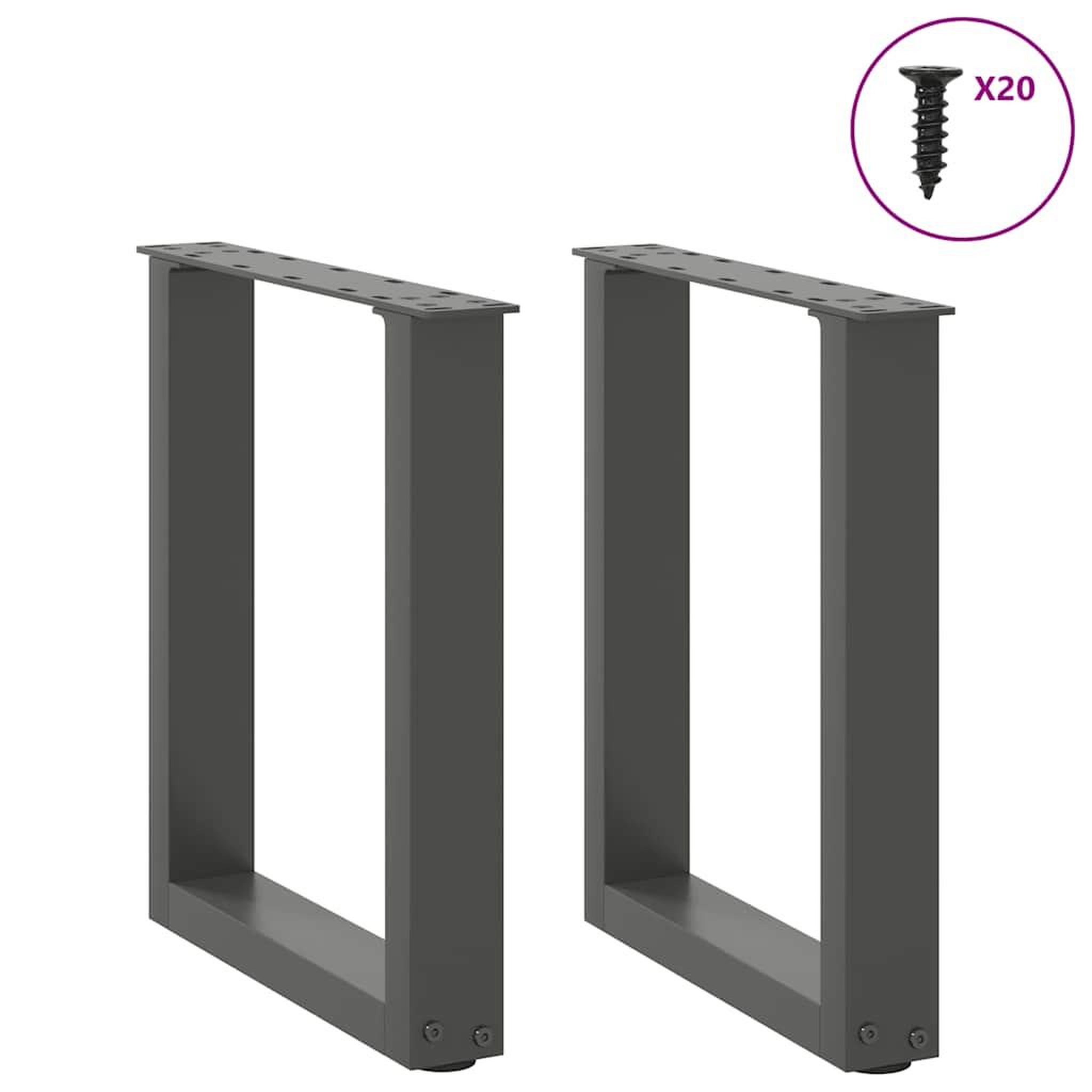 Voir la diapositive 3 : VIDAXL Pieds de table basse forme de U 2 pcs anthracite 38x(42-43) cm