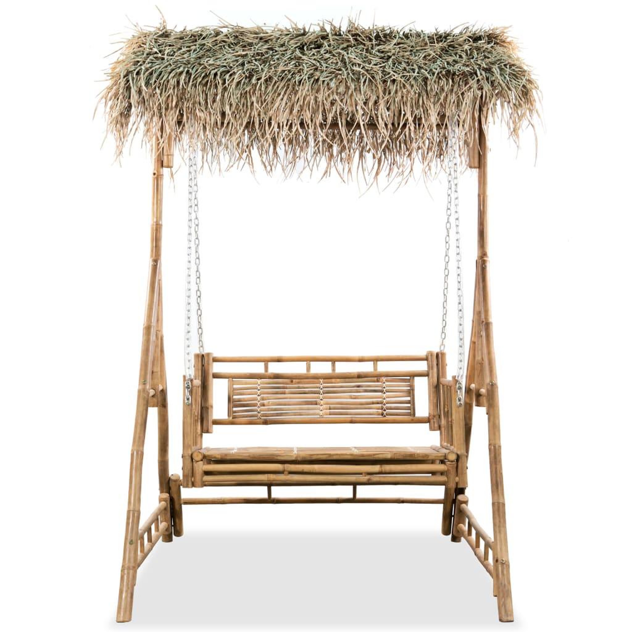 Voir la diapositive 2 : VIDAXL Balancelle a 2 places avec feuilles de palmier Bambou 202 cm