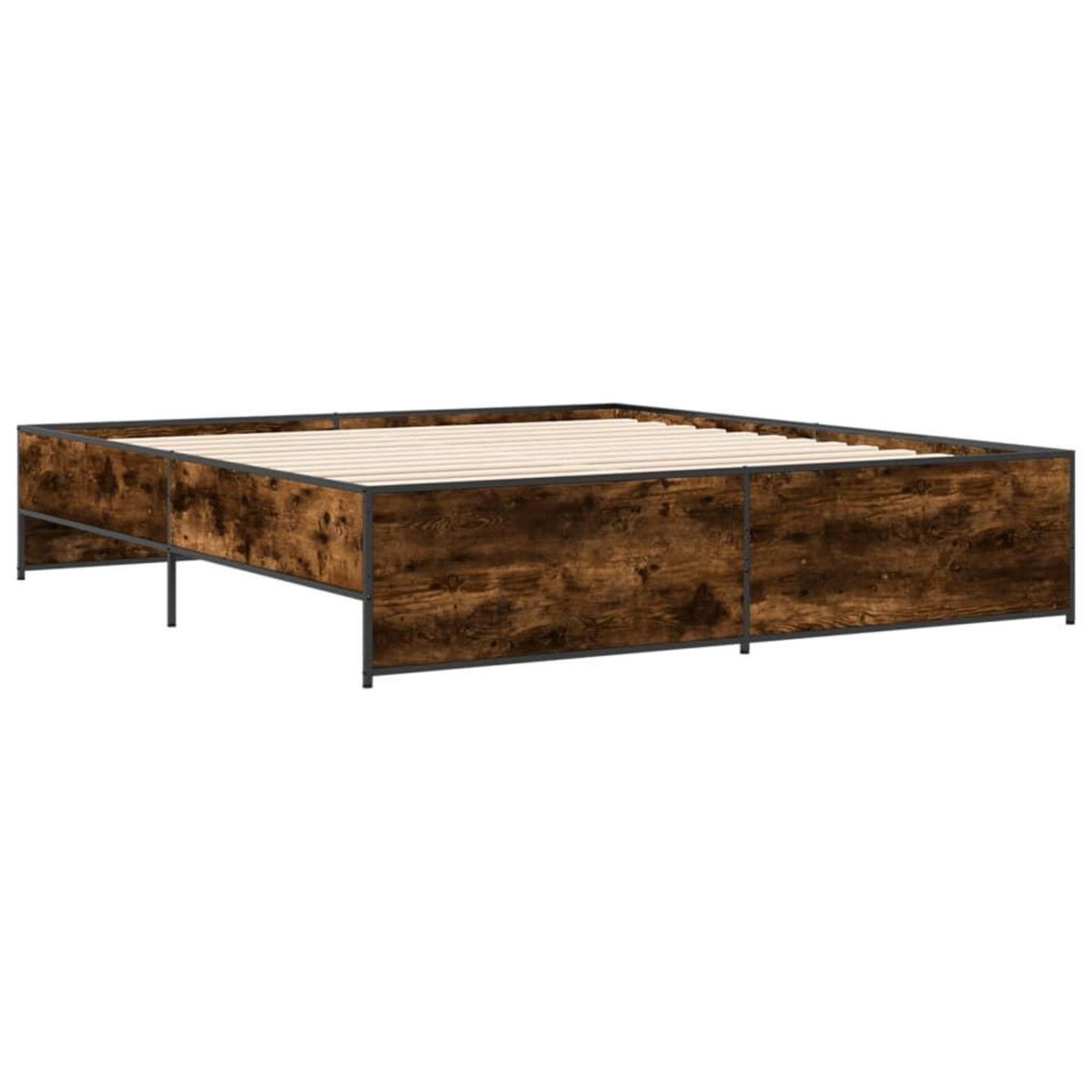 VIDAXL Cadre de lit sans matelas chene fume 200x200 cm