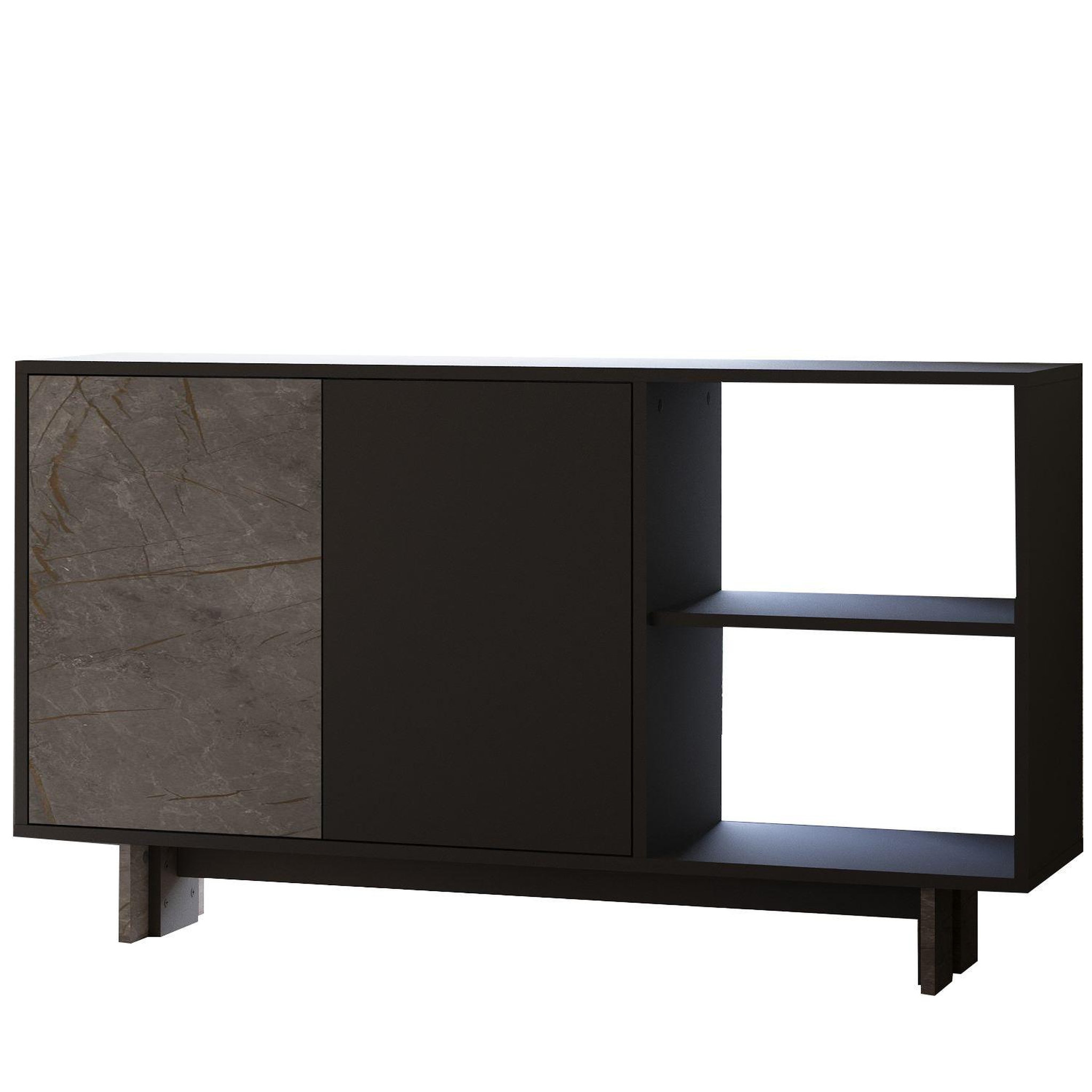 Habitat et Jardin Buffet en bois  ravello  - 140 x 35 x 80 cm - gris anthracite marbré