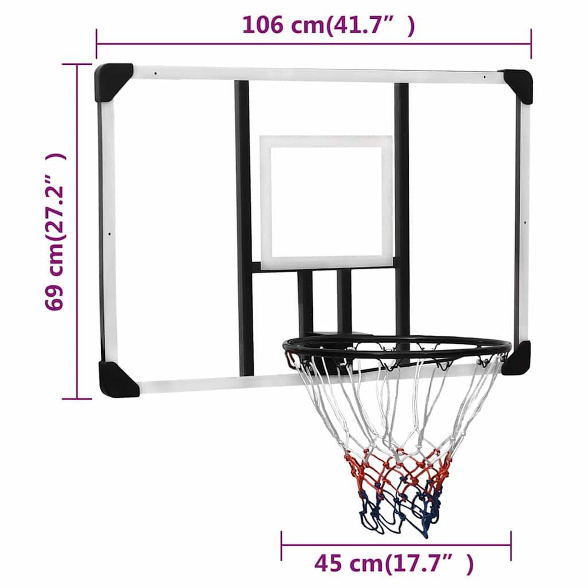 Voir la diapositive 6 : VIDAXL Panneau de basket-ball Transparent 106x69x3 cm Polycarbonate