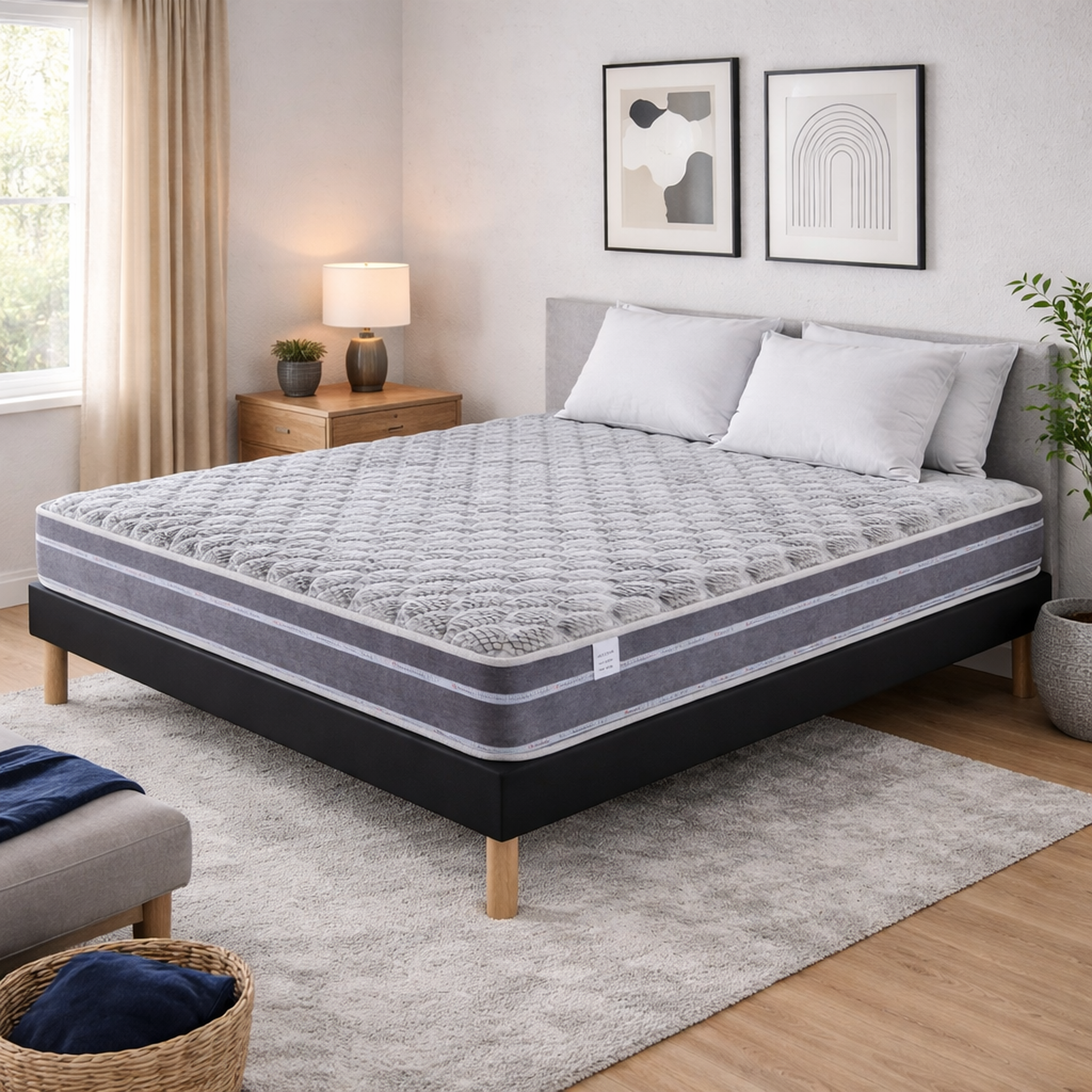 Voir la diapositive 1 : PROVENCE LITERIE Ensemble Sommier Tapissier et Matelas Ferme Très Respirant
