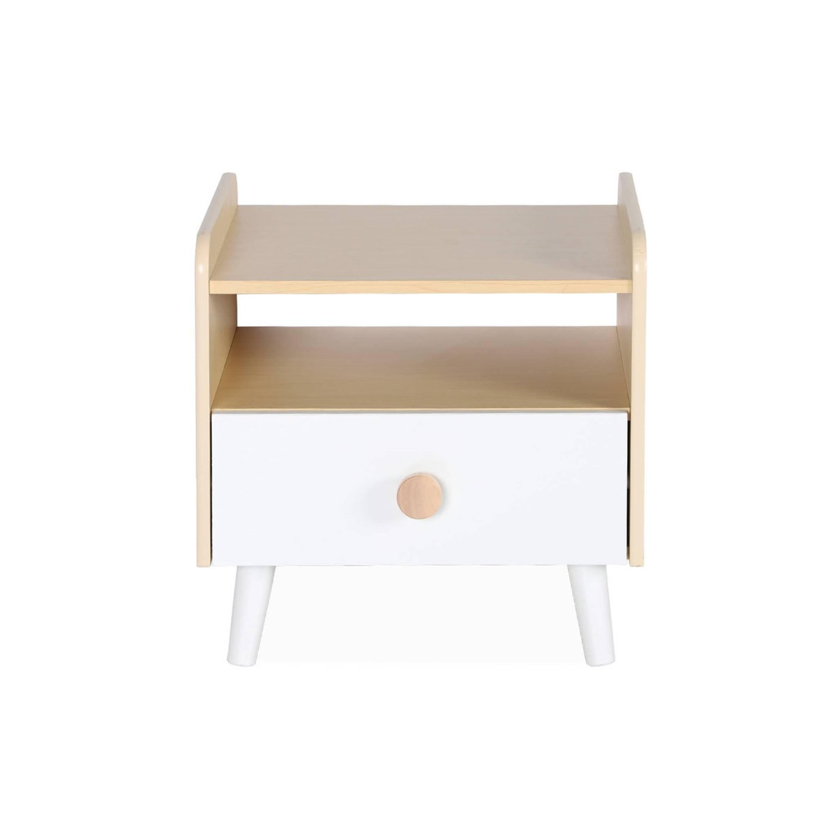 SWEEEK Table de chevet enfant effet bois. blanc. 1 tiroir