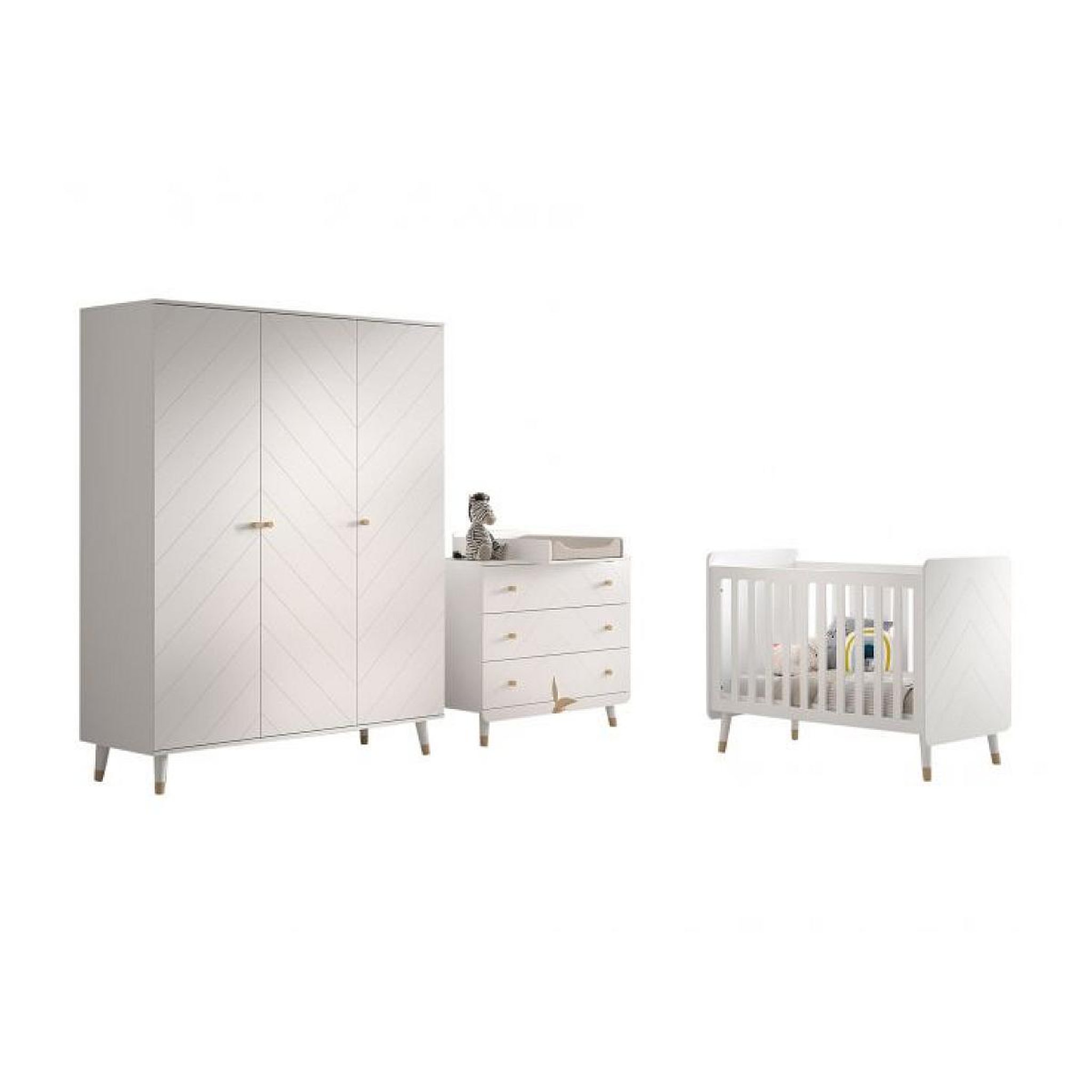 Vipack Ensemble 4 Pièces Billy Lit commode grande armoire blanc