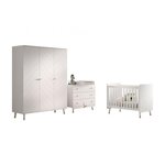 Vipack Ensemble 4 Pièces Billy Lit commode grande armoire blanc