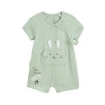 Petit Béguin Barboteuse bébé en gaze de coton ouverture croisée Frimousse. Coloris disponibles : Vert