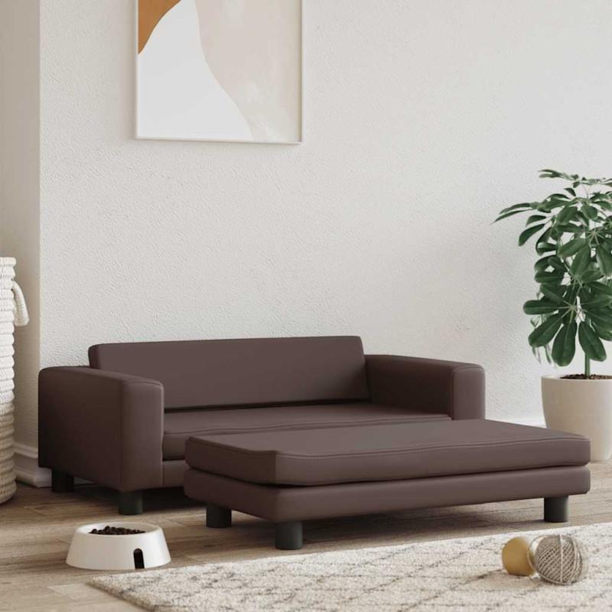 Voir la diapositive 1 : VIDAXL Lit pour chien avec extension marron 100x50x30 cm similicuir