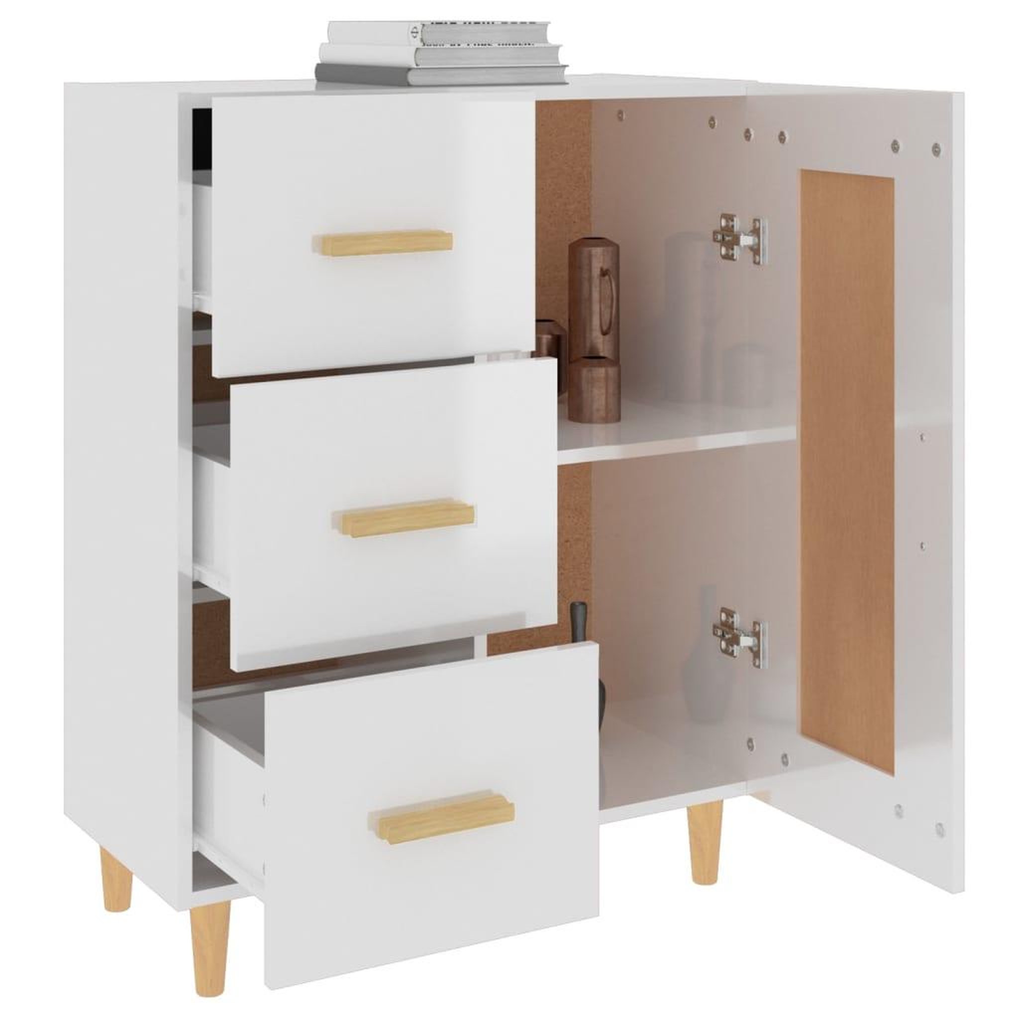 Voir la diapositive 5 : VIDAXL Buffet Blanc brillant 69,5x34x90 cm Bois d'ingenierie