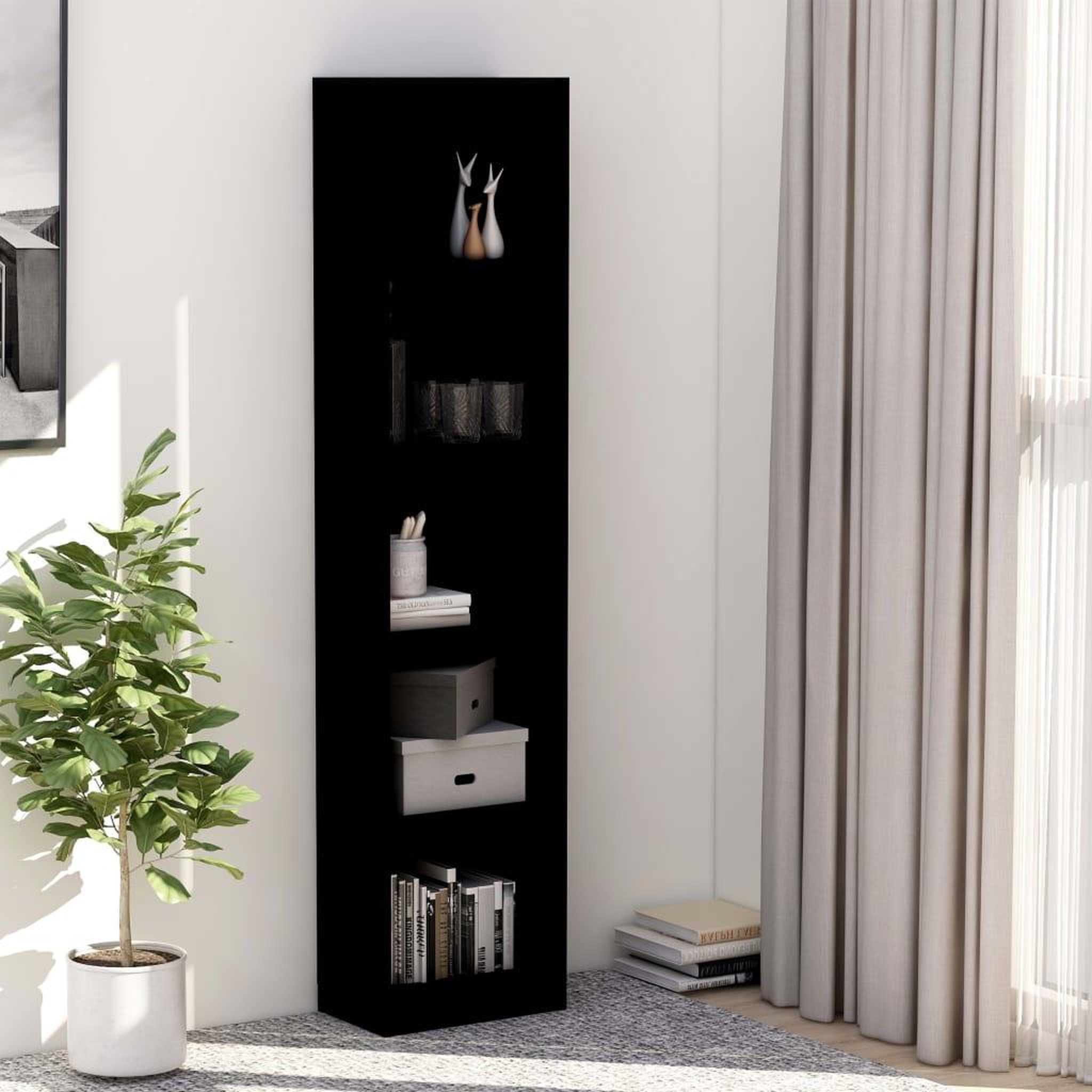 Voir la diapositive 1 : VIDAXL Bibliotheque a 5 niveaux Noir 40x24x175 cm Bois d'ingenierie