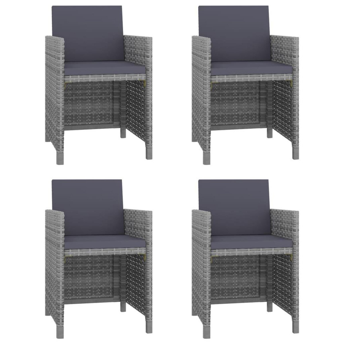 VIDAXL Ensemble a manger d'exterieur 5pcs coussins resine tressee gris