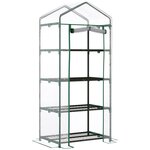 OUTSUNNY Serre de jardin balcon étagère serre 4 niveaux 0,7L x 0,5l x 1,6H m acier époxy bâche amovible PVC haute densité transparente