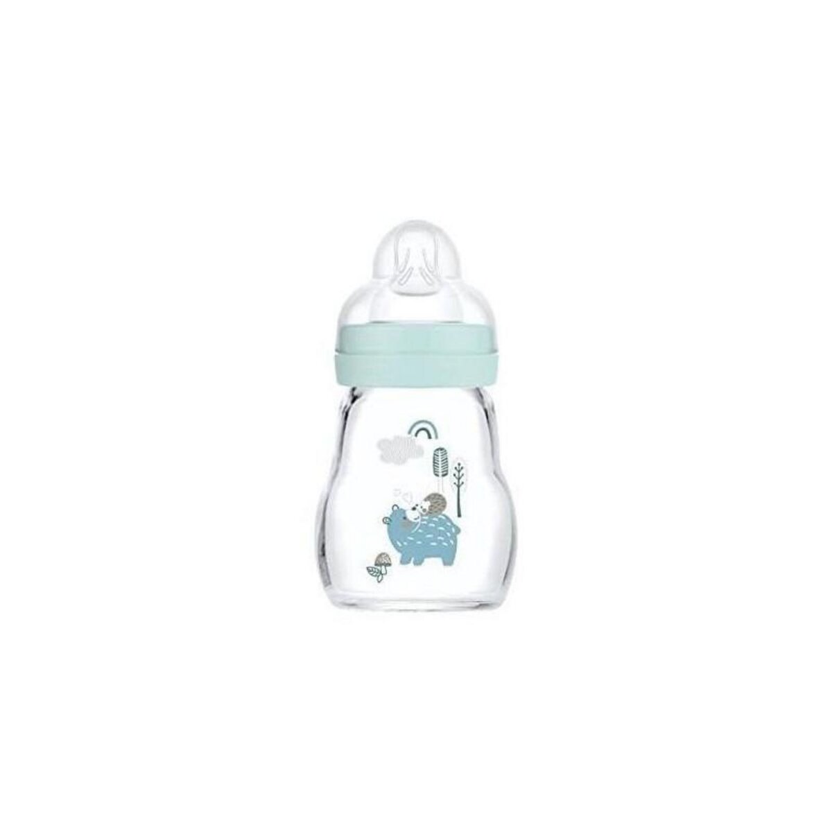 MAM MAM Biberon Verre - 170ml - Bleu - Tetine Debit 1
