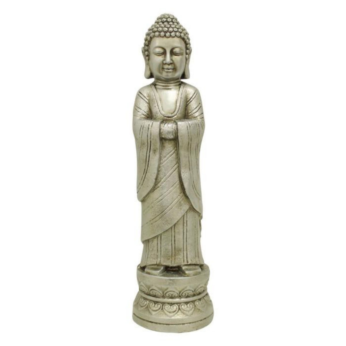 Paris Prix Statuette Déco Bouddha  Debout  68cm Argent