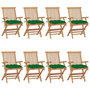 Voir la diapositive 1 : VIDAXL Chaises de jardin avec coussins vert lot de 8 Bois teck massif