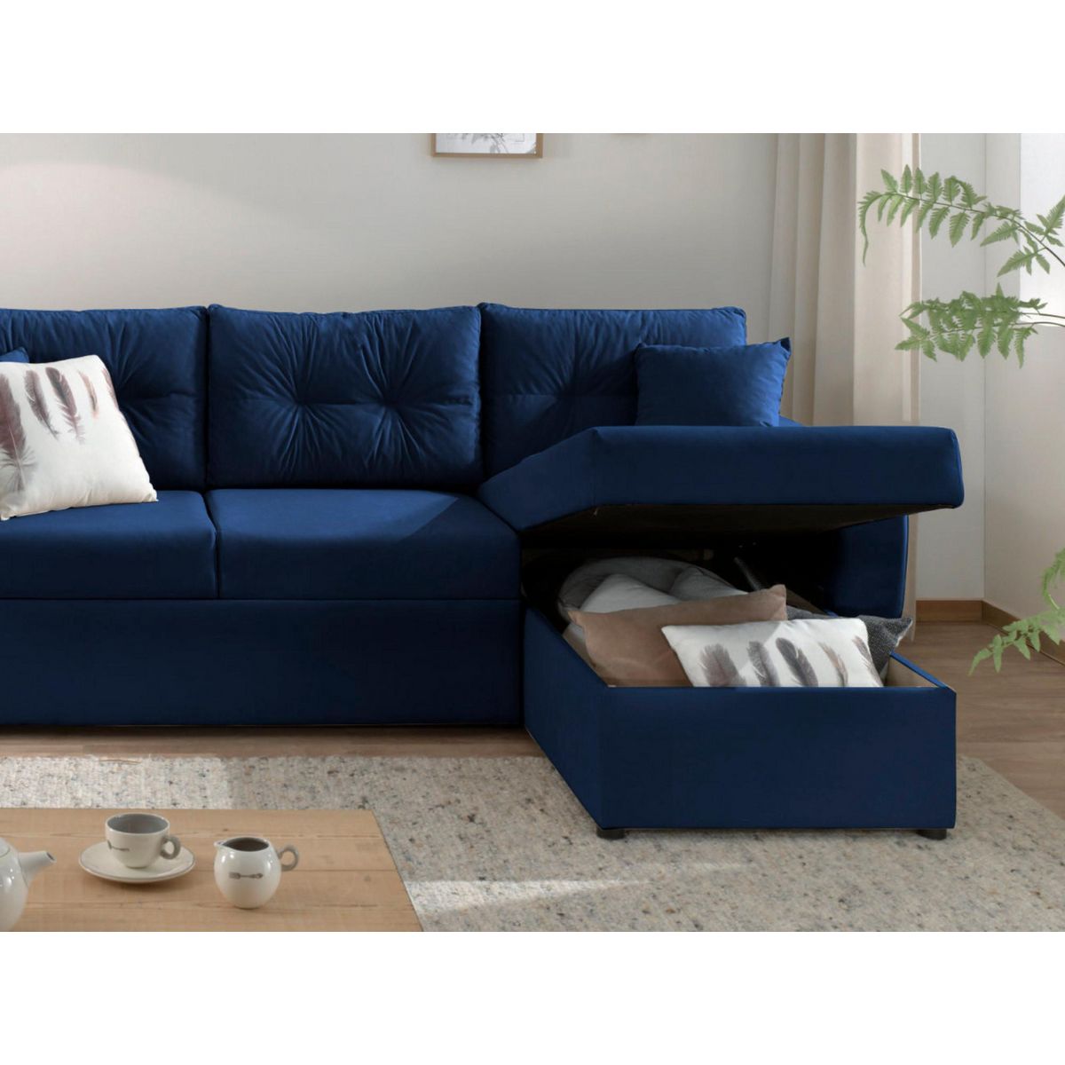 BEST MOBILIER Astoria - canapé d'angle réversible - convertible avec coffre - style contemporain- 4 places