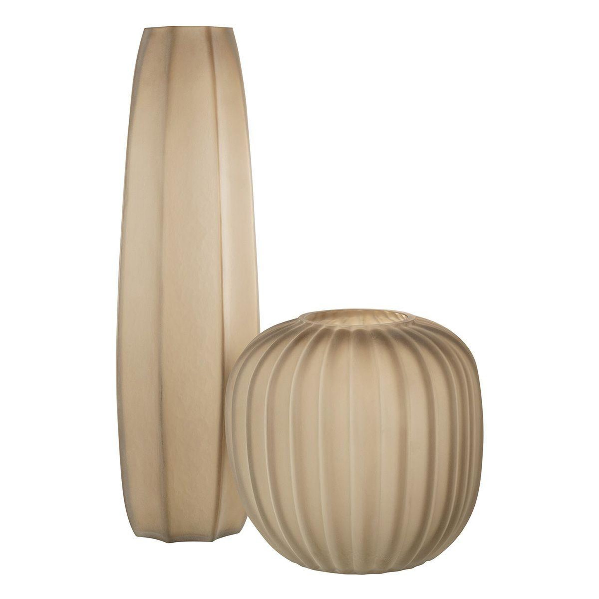 Voir la diapositive 2 : J-LINE Vase Design en Verre Ligne  Hayden  62cm Marron Clair
