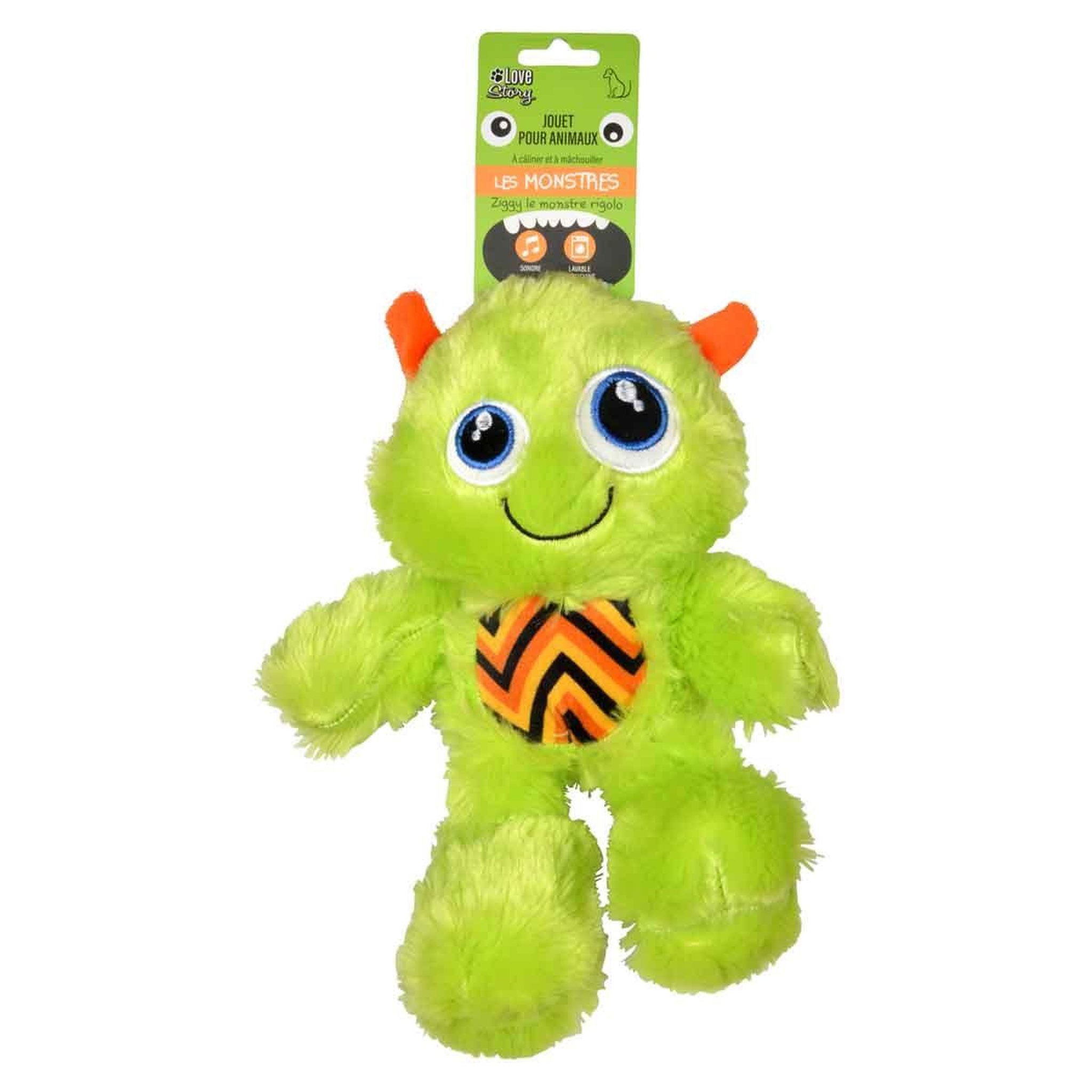 Voir la diapositive 4 : LOVE STORY Jouet pour chien  ziggy le monstre  31cm vert