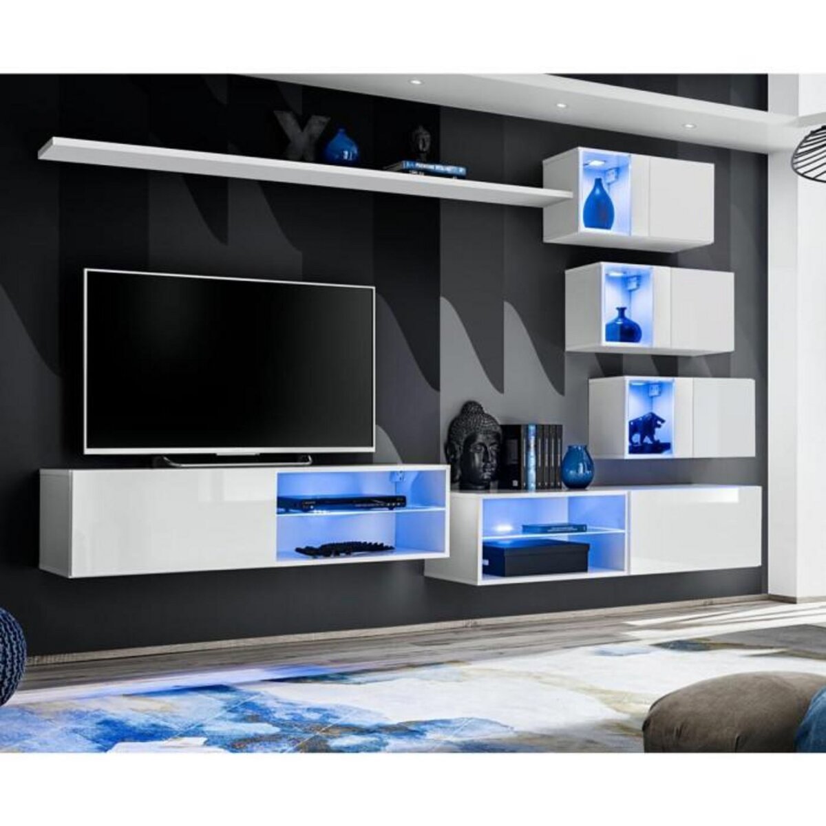 Paris Prix Ensemble Meuble TV Design  Switch XXIV  250cm Blanc