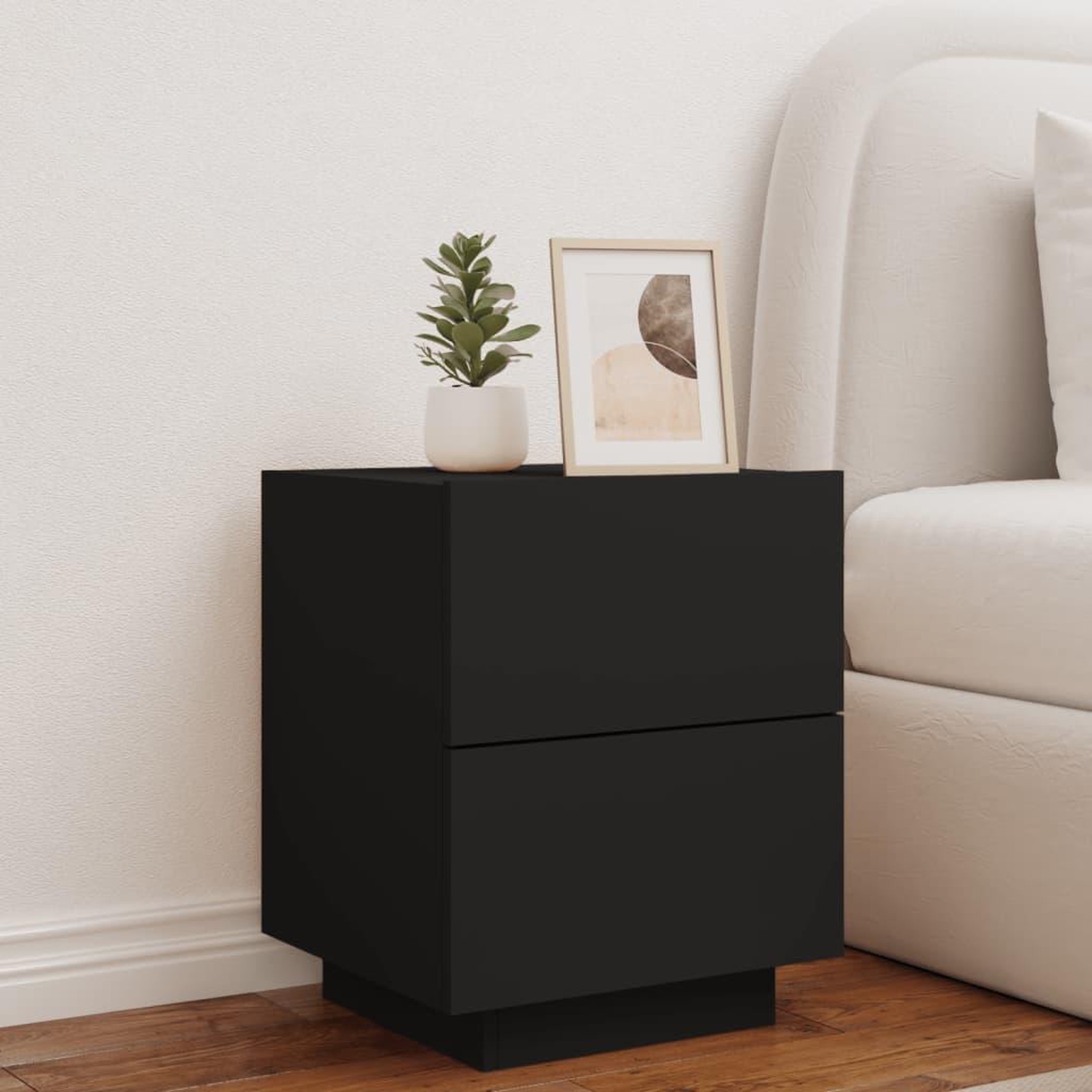 Voir la diapositive 4 : VIDAXL Armoire de chevet avec lumieres LED noir bois d'ingenierie