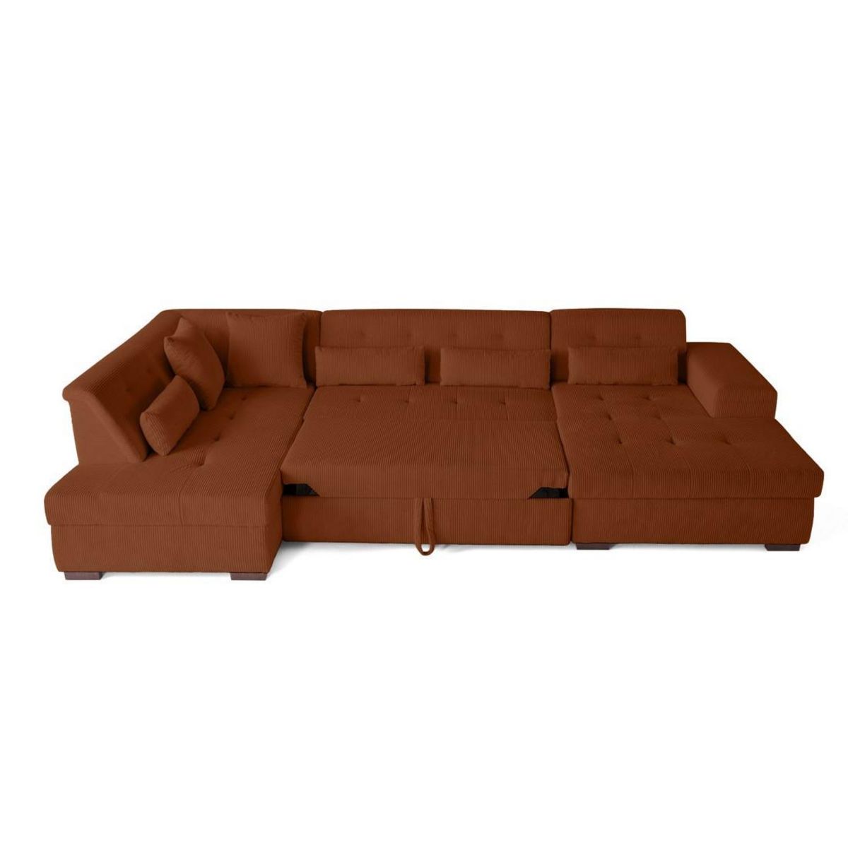 LISA DESIGN Vermont - canapé panoramique d'angle gauche - 7 places - convertible avec coffre - en velours côtelé